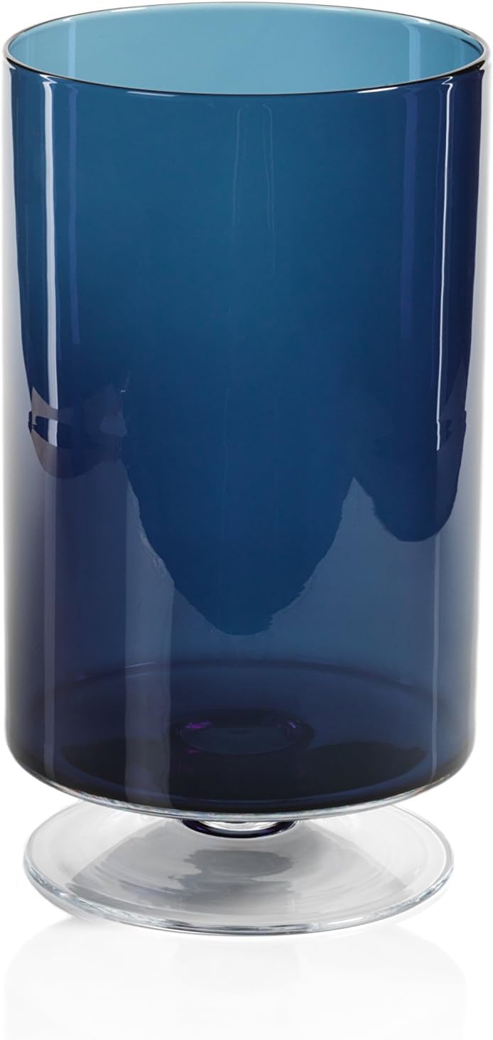 Zodax Algarve 13.5" Tall Footed Base, Midnight Blue Hurricane : Home & Kitchen