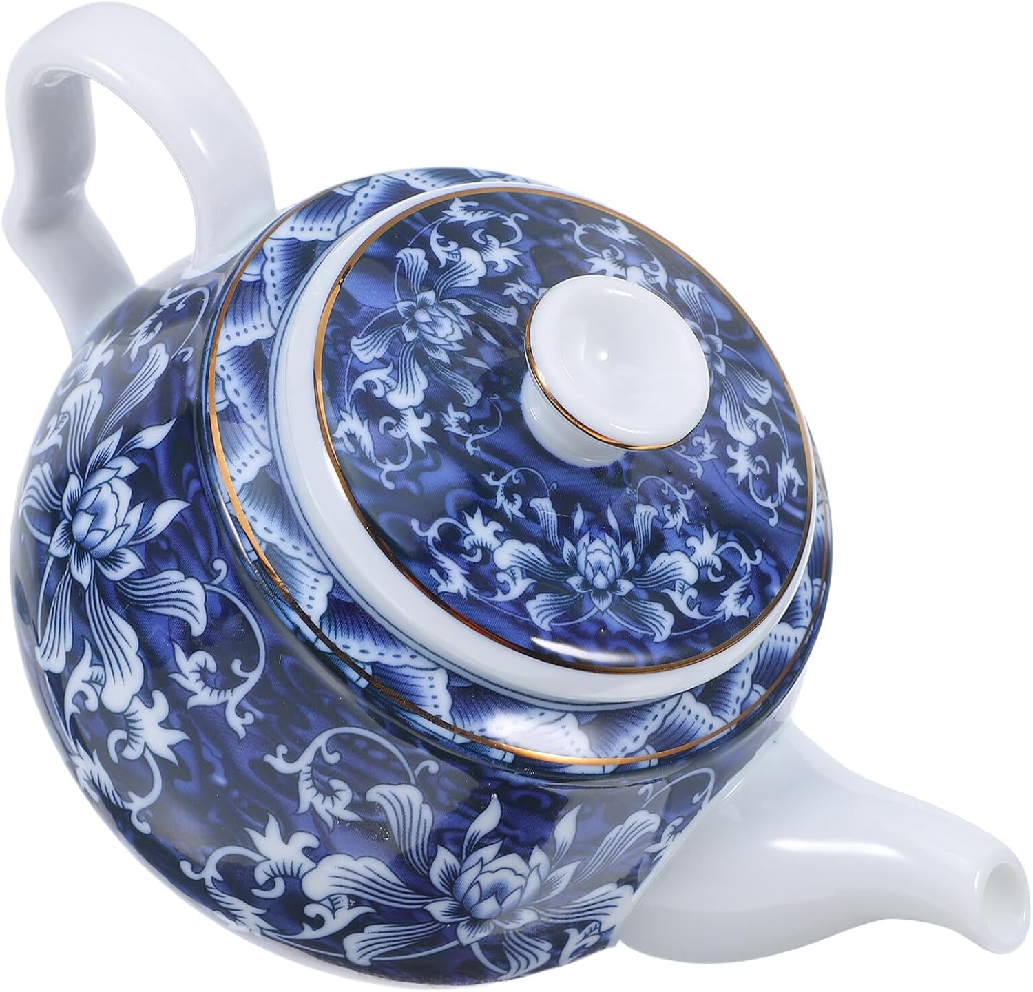 NUOBESTY Vintage porcelain teapots Ceramic Tea Kettle with Built Filter High Temperature Fired Porcelain Blue and White Tea Pot for Home Office Anti-scald Handle Classic Chinese Style