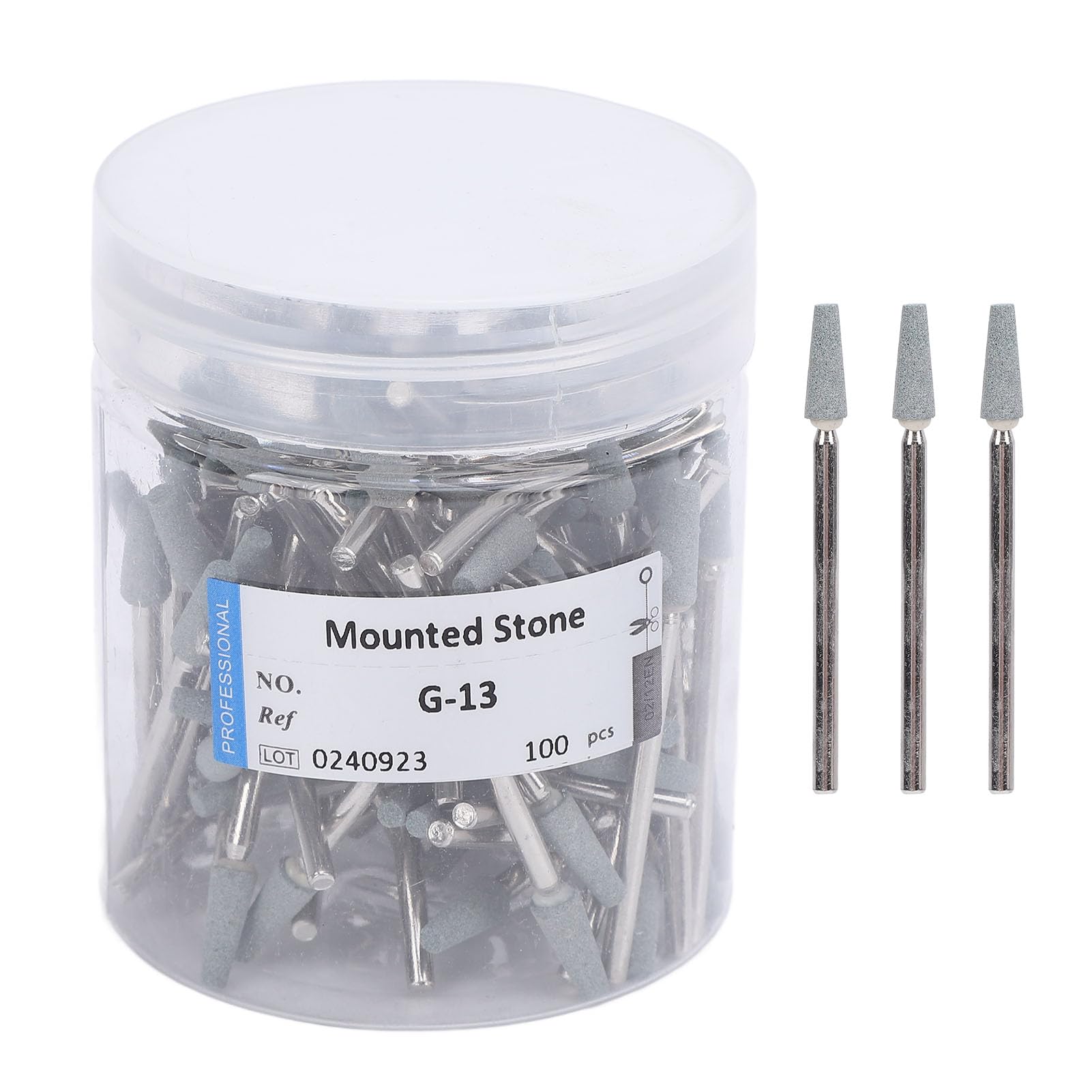 100 brocas cónicas para uñas, de acero de tungsteno, de cuarzo y acero de tungsteno, con parte superior redonda, para limpiar cutículas, con caja de almacenamiento