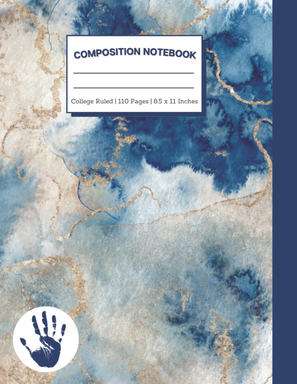 Left Handed Notebook: Left Handed College Ruled Notebook | 110 pages, 8.5 x 11 inches | Blue and Gold Marble Theme (Yiddish Edition)