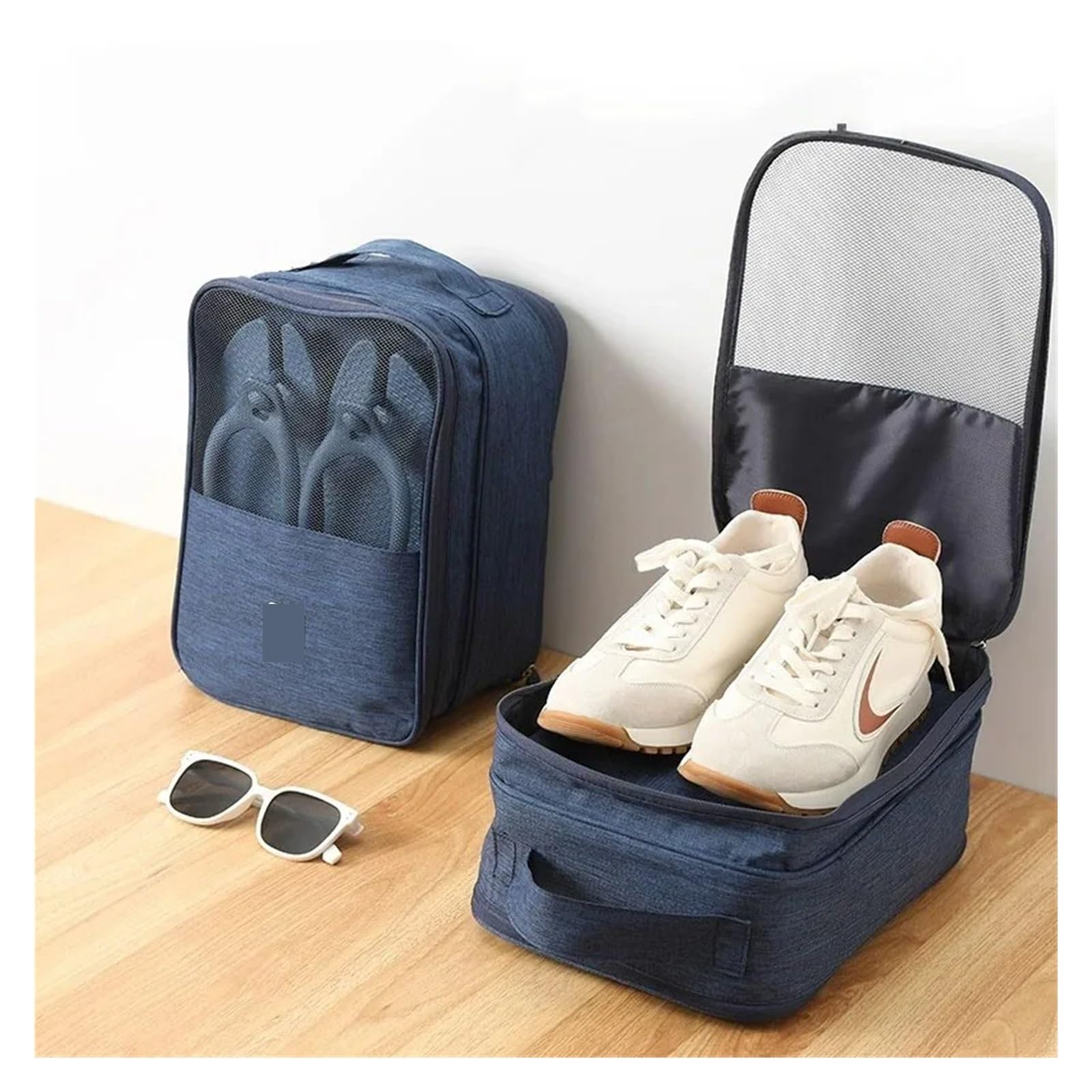 Tragbare Schuhtasche, Reise-Aufbewahrungstasche, Organizer, Gepäck, Kleidung, Make-up, Aufbewahrung, Koffer, Reise-Schuh-Aufbewahrungstasche, Sortiertasche(Black)