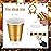 Roshtia 100 Pack 2 oz Christmas Plastic Shot Cups, Mini Disposable Shot Glasses 2 oz Party Cups for Wedding Christmas Winter Party, Beer Taste Serving, Snacks(Black, Gold)