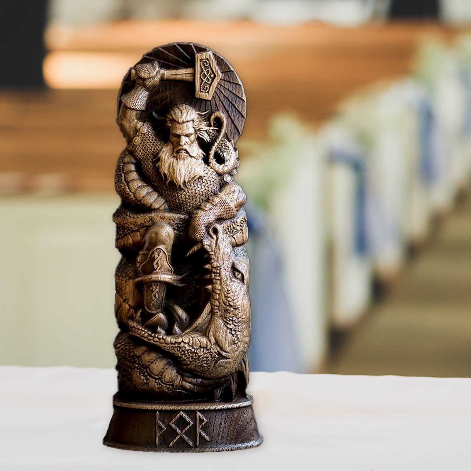 Figurine Odin En Résine - Statue Décorative Dieu Nordique Viking - Idéale Bureau Ou Salon