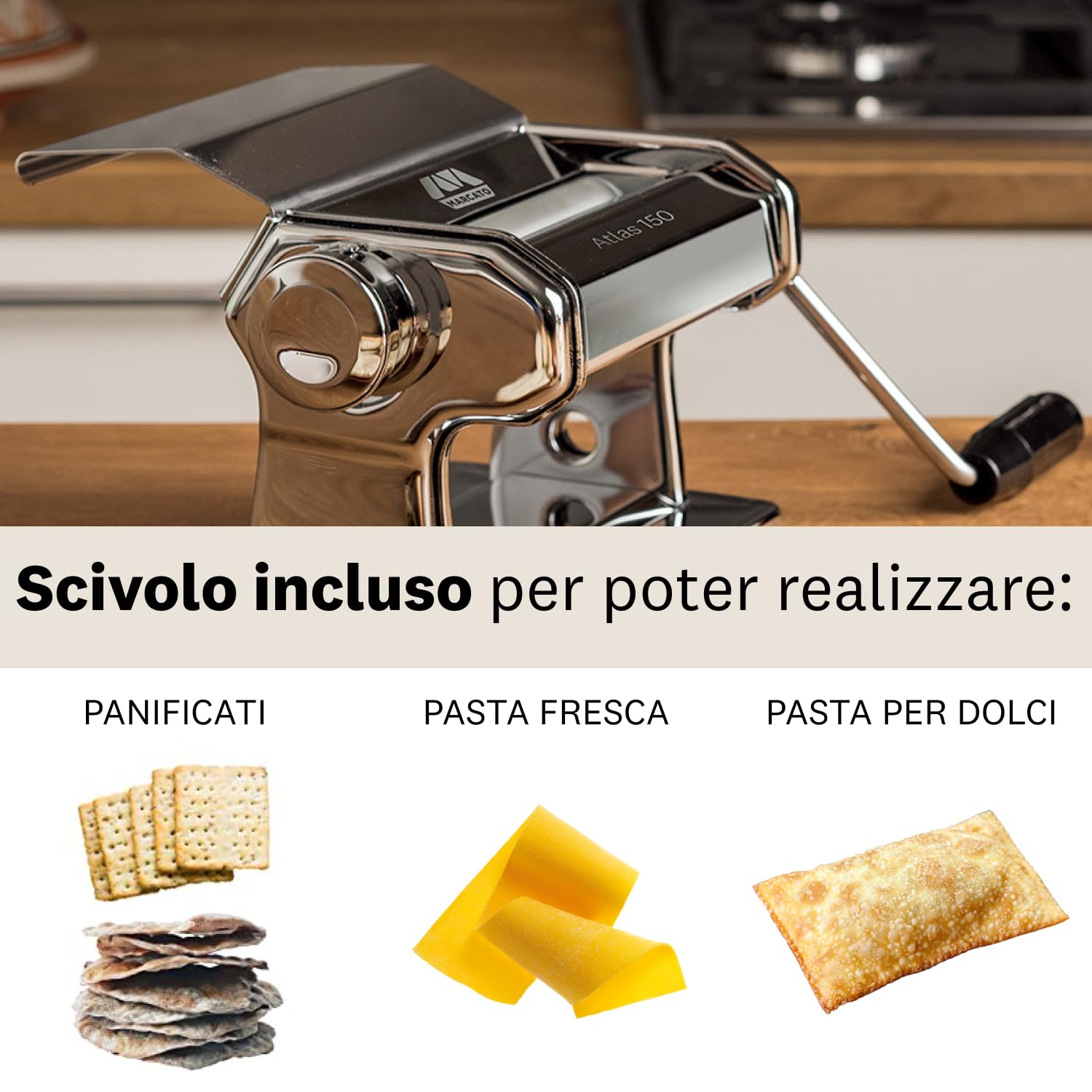 Marcato AT-150-ROL-SLD Atlas 150 Slide, Acciaio e Alluminio, Metallico, Linea Basic.