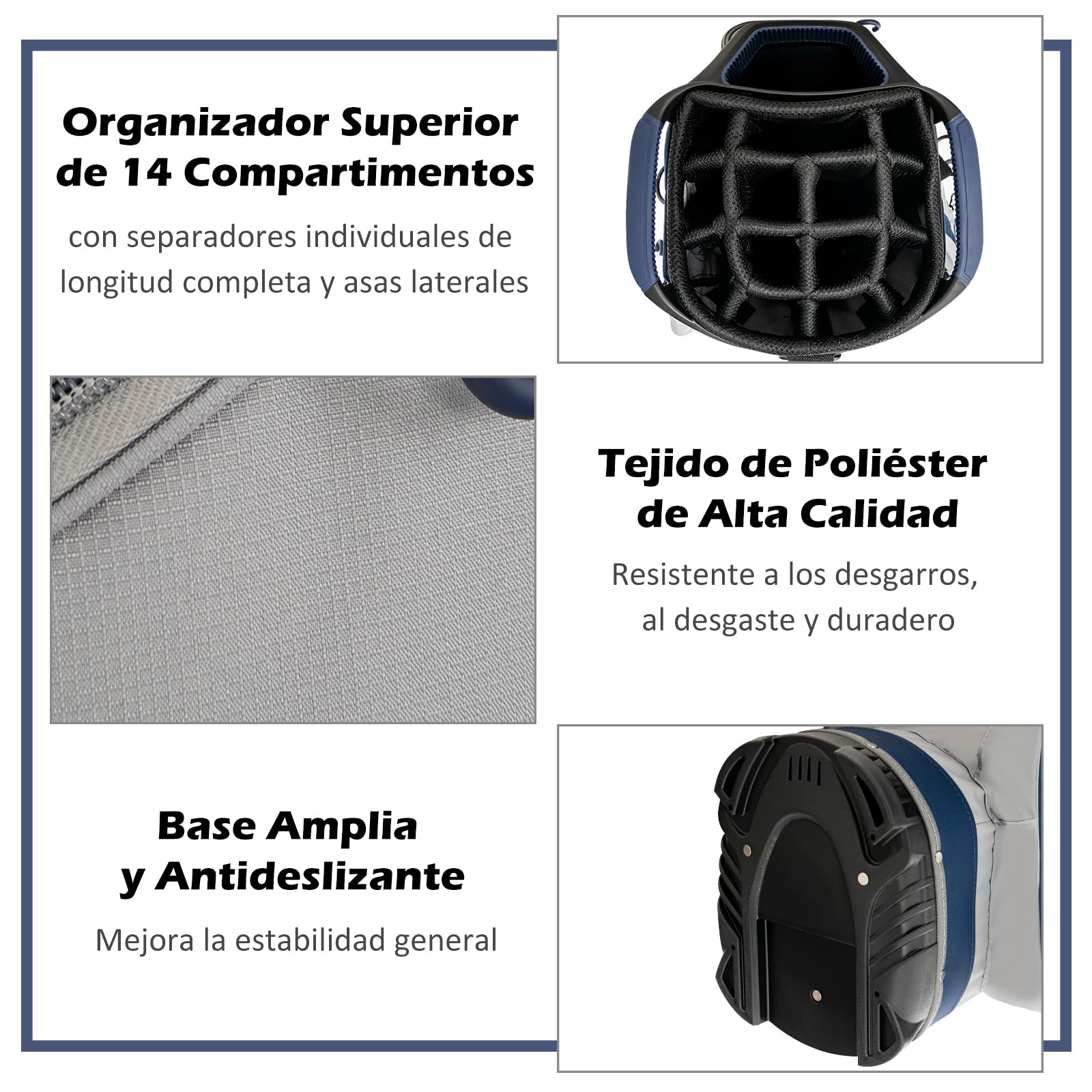 COSTWAY Bolsa Golf con 14 Palos, Bolsa de Carro de Golf Ligera y Portátil, 7 Bolsillos con Cremallera, Capucha para Lluvia, Cart Bag, Soporte para Paraguas, Unisex Adulto