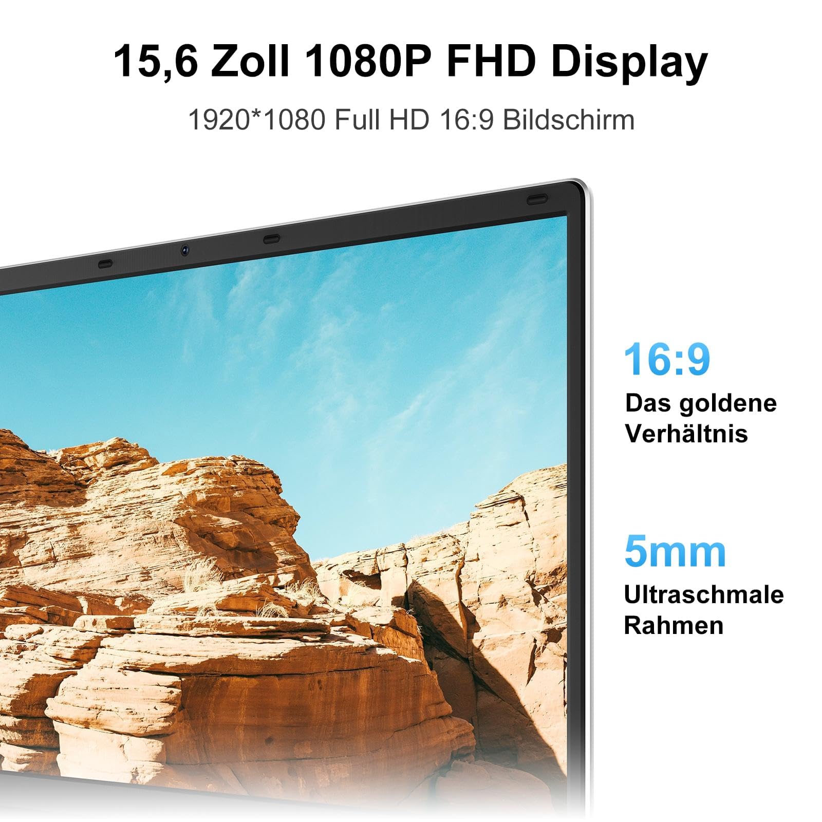 jumper Laptop 15,6 Zoll FHD Display, 12 GB RAM 512 GB ROM TF Erweitern 512GB, 5205U Prozessor Notebook(bis zu 2,3 GHz), 2 Stereo-Lautsprecher/USB 3.0/Typ-C/Zehnertastatur