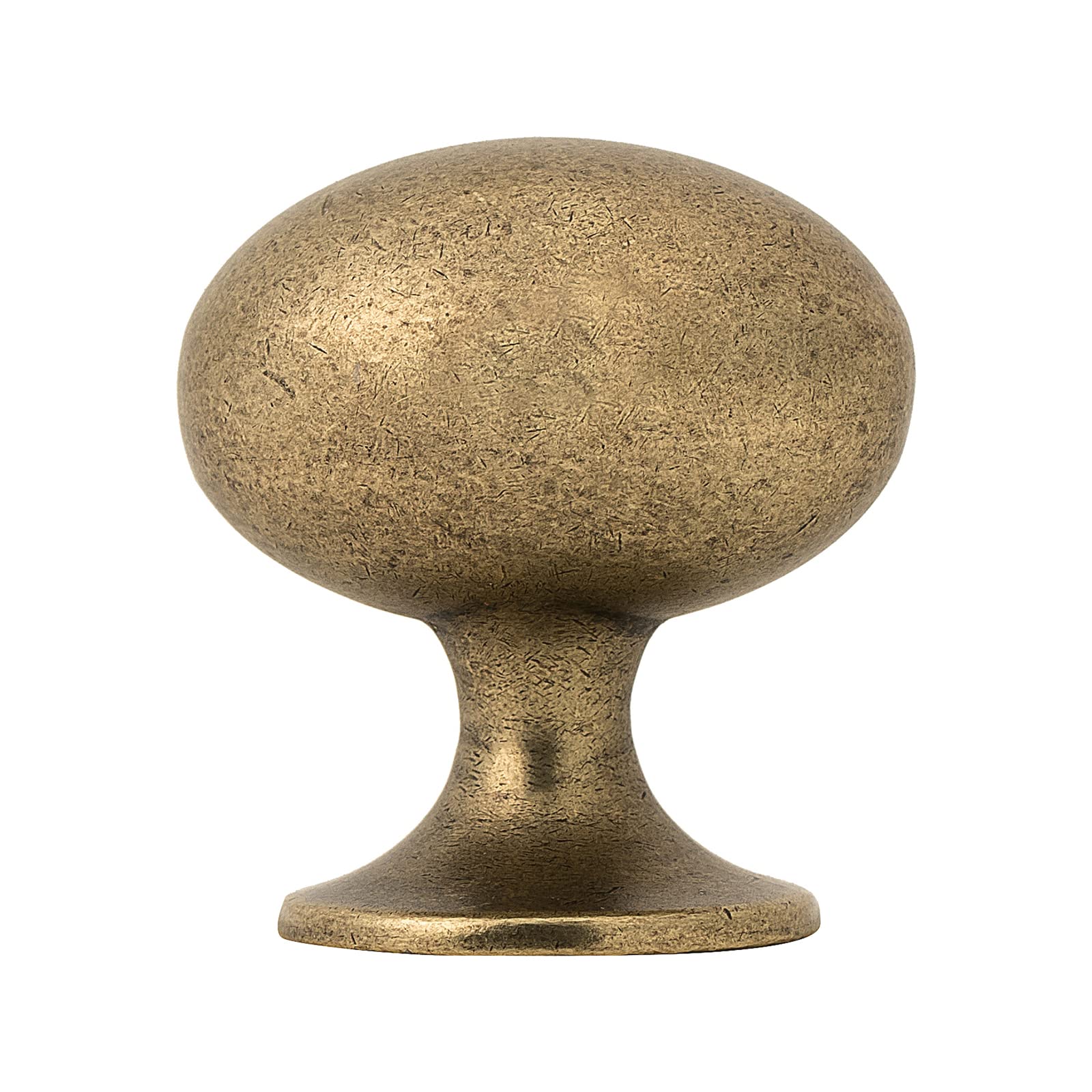 HARPOONCabinet Hardware Oval Mushroom Knob 1-2/5" Diameter 36mm, 10 Pack (Antique Brass)