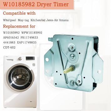W10185992 Dryer Timer Compatible with Whirlpool,May-tag,KitchenAid,Jenn-Air,Aman Dryer