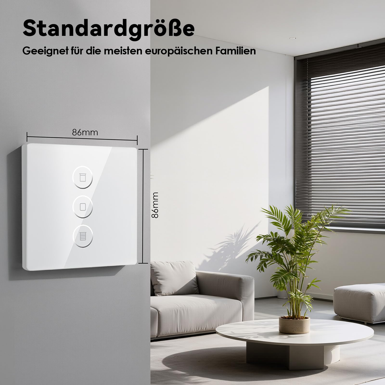 Rolladenschalter Smart, 80mm JSmart Vorhänge, Kompatibel mit Alexa/Google Home, Prozentuale Steuerung,Intelligenter Fernschalter, Benötigt Nullleiter（XUIBFB-4Pack)