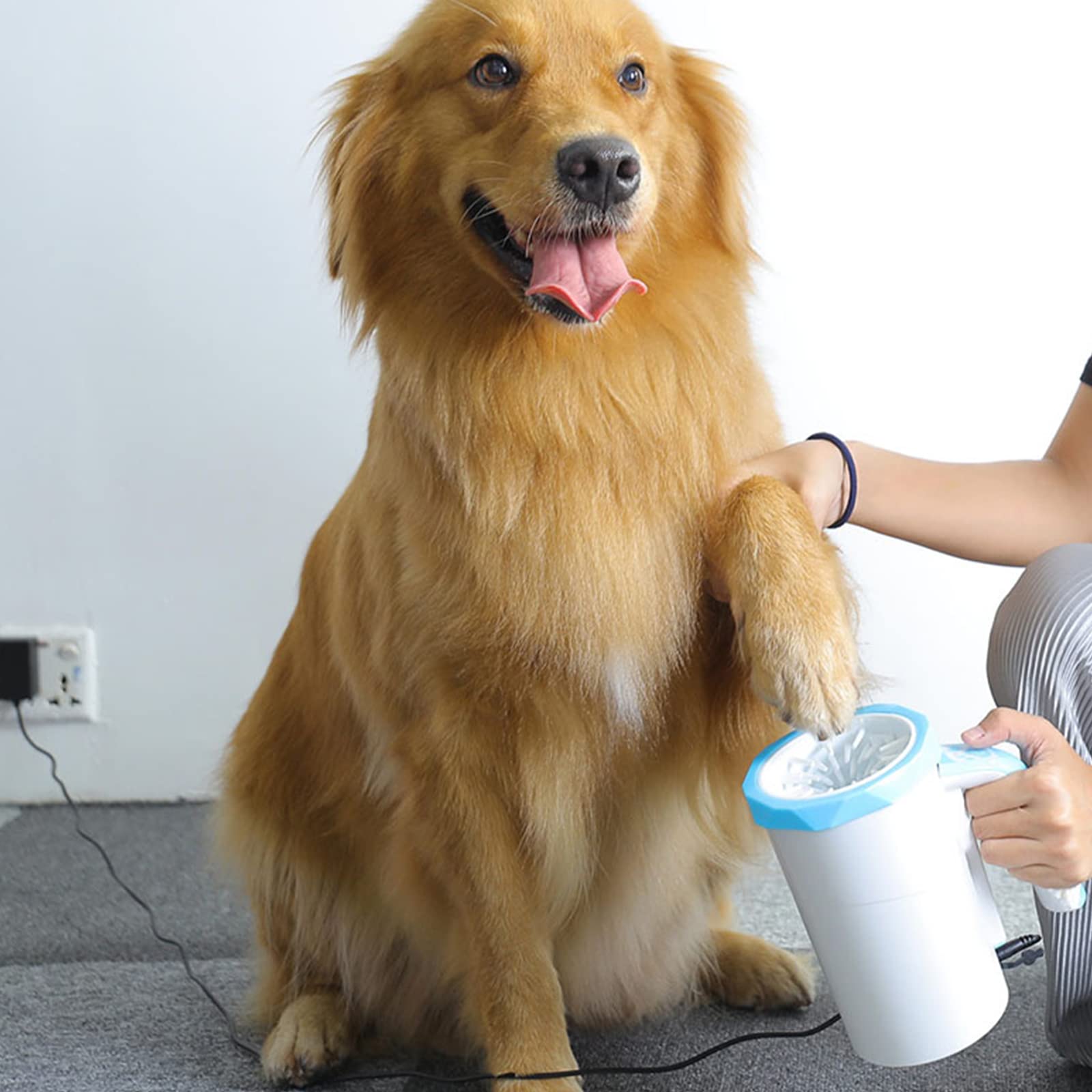Limpiador rápido de Patas para Mascotas sin necesi Cepillo de Silicona 360º for Perros medianos y Grandes con Muddy Paw(Blue)