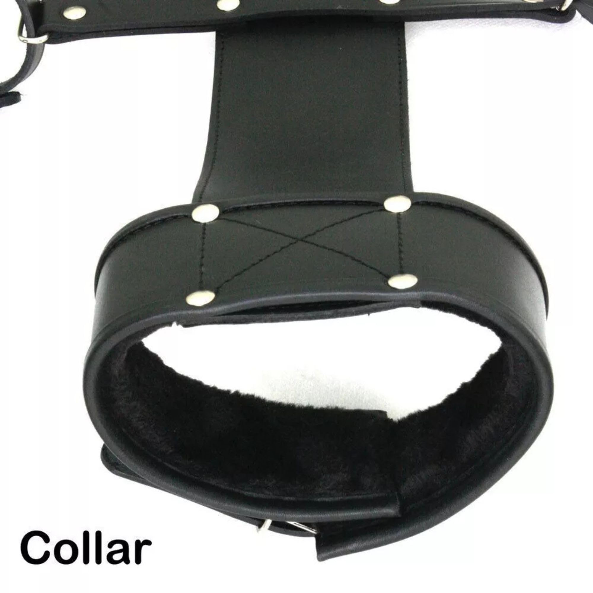 Set Restraints con Collare Regolabile Polsini da Polso e Gomito Catena in Pelle Resistente | Accessori Completi Unisex per Attività a Tema Giochi di Coppia e Occasioni Speciali | Nero