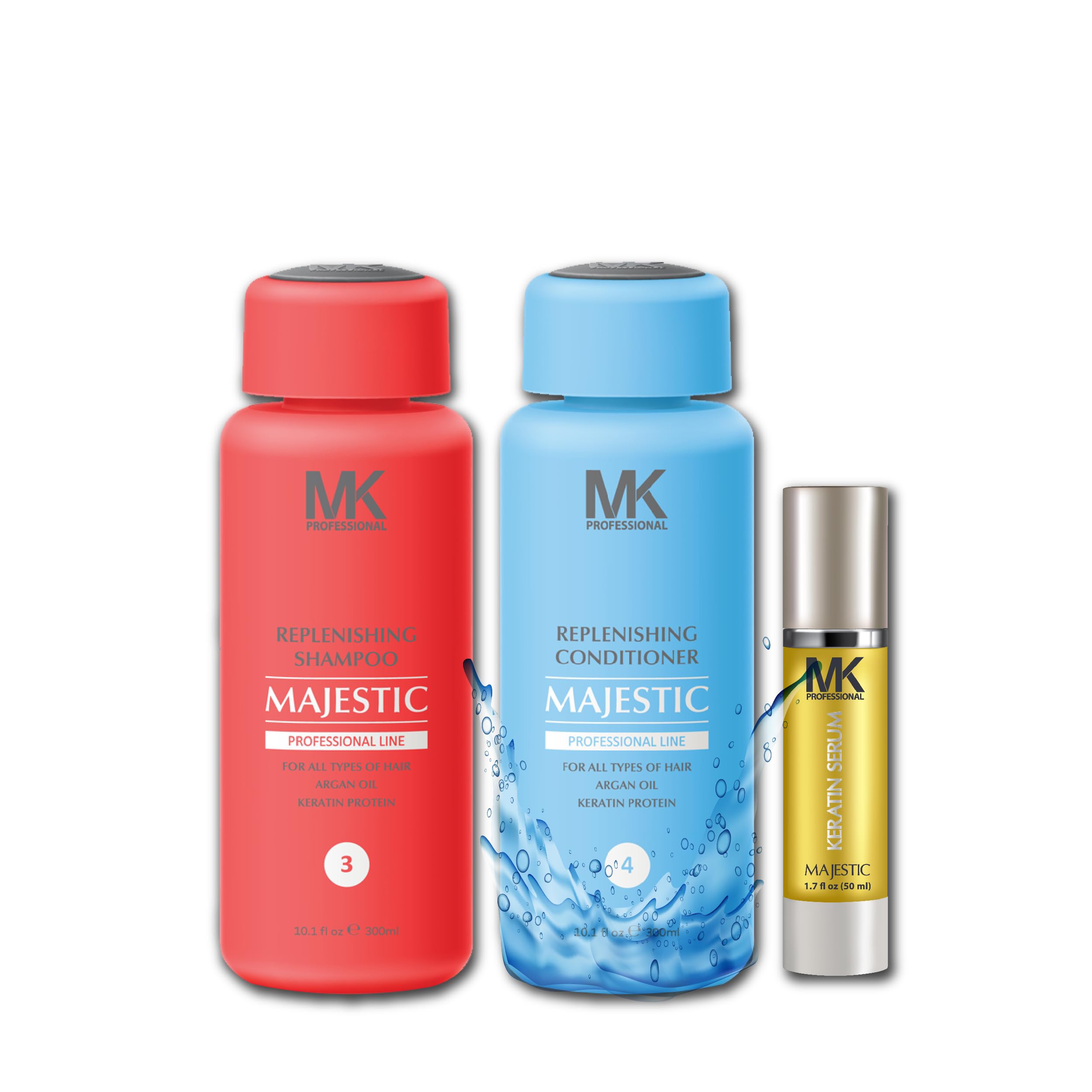 MAJESTIC MK PROFESSIONAL KERATINMK Intense Moisture of shampoo, conditioner300ml and serum 50ml Pack