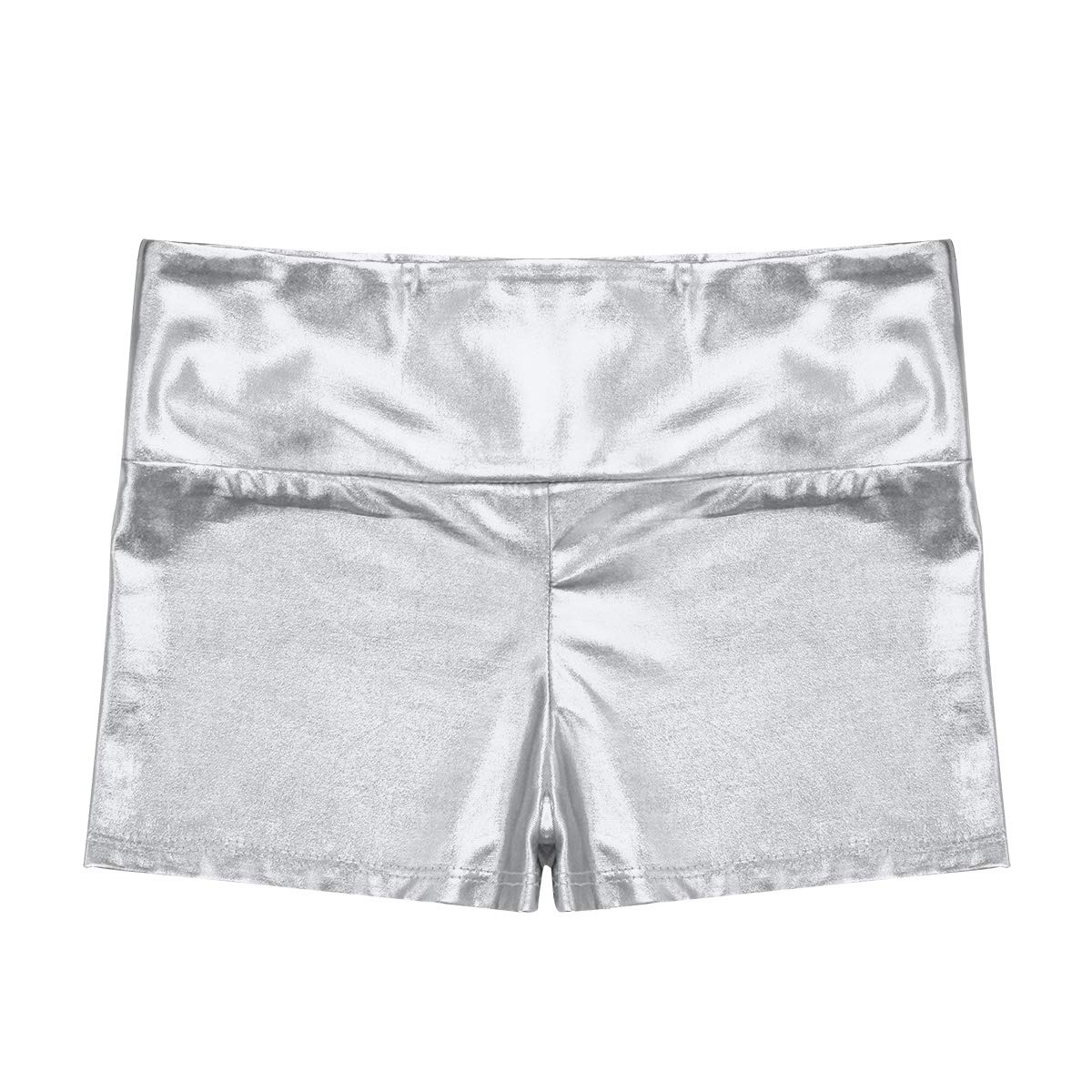 inhzoy Pantalones Cortos de Danza Yoga para Niña Shorts Deportivos de Gimnasia Fitness Charol Metálico Cintura Alta Ropa de Baile Moderno Hot Shorts