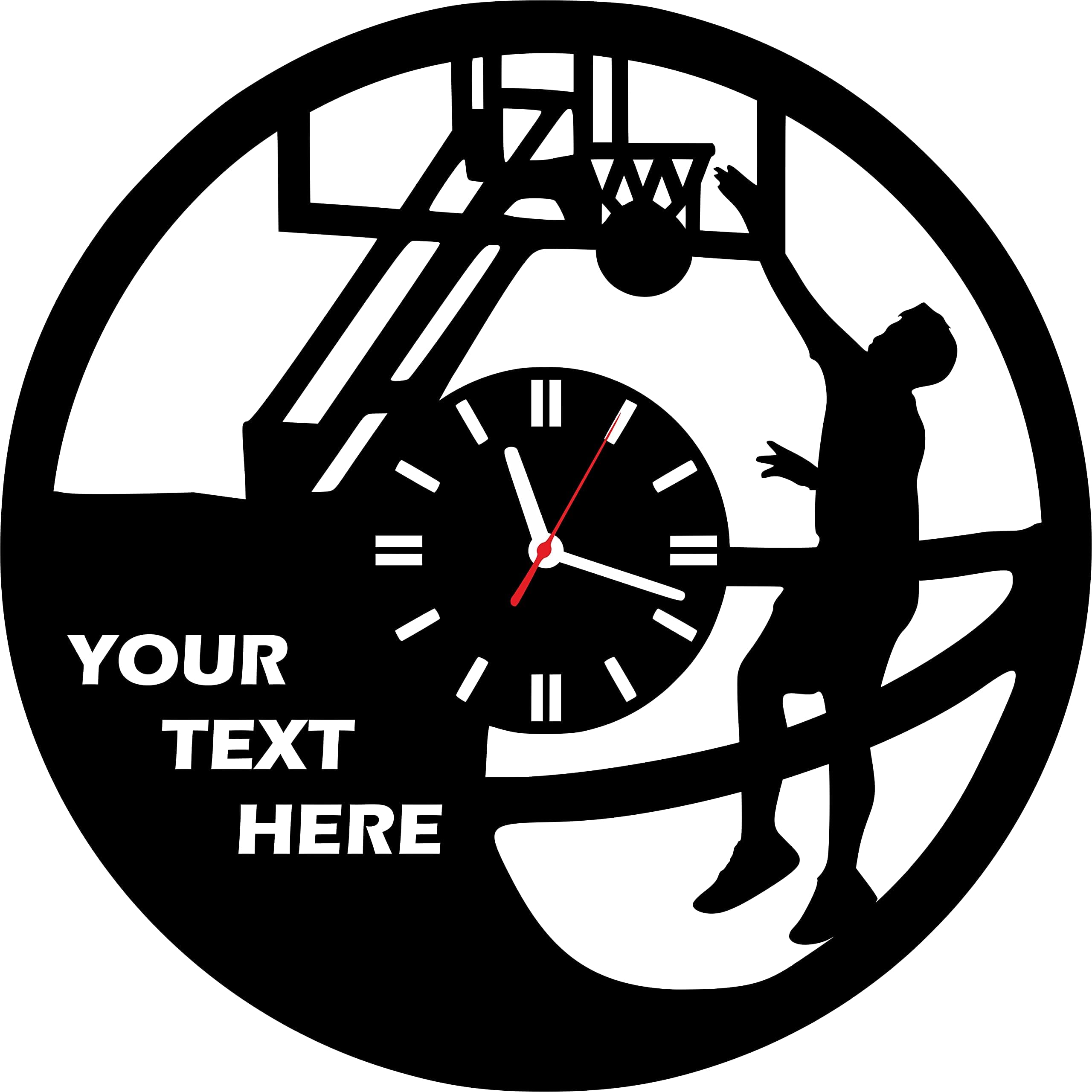 Personalized Wall Clock for Basketball Lovers, Basketball Custom Name Gifts for Men Him Boys, Handmade Plywood Unique Decor