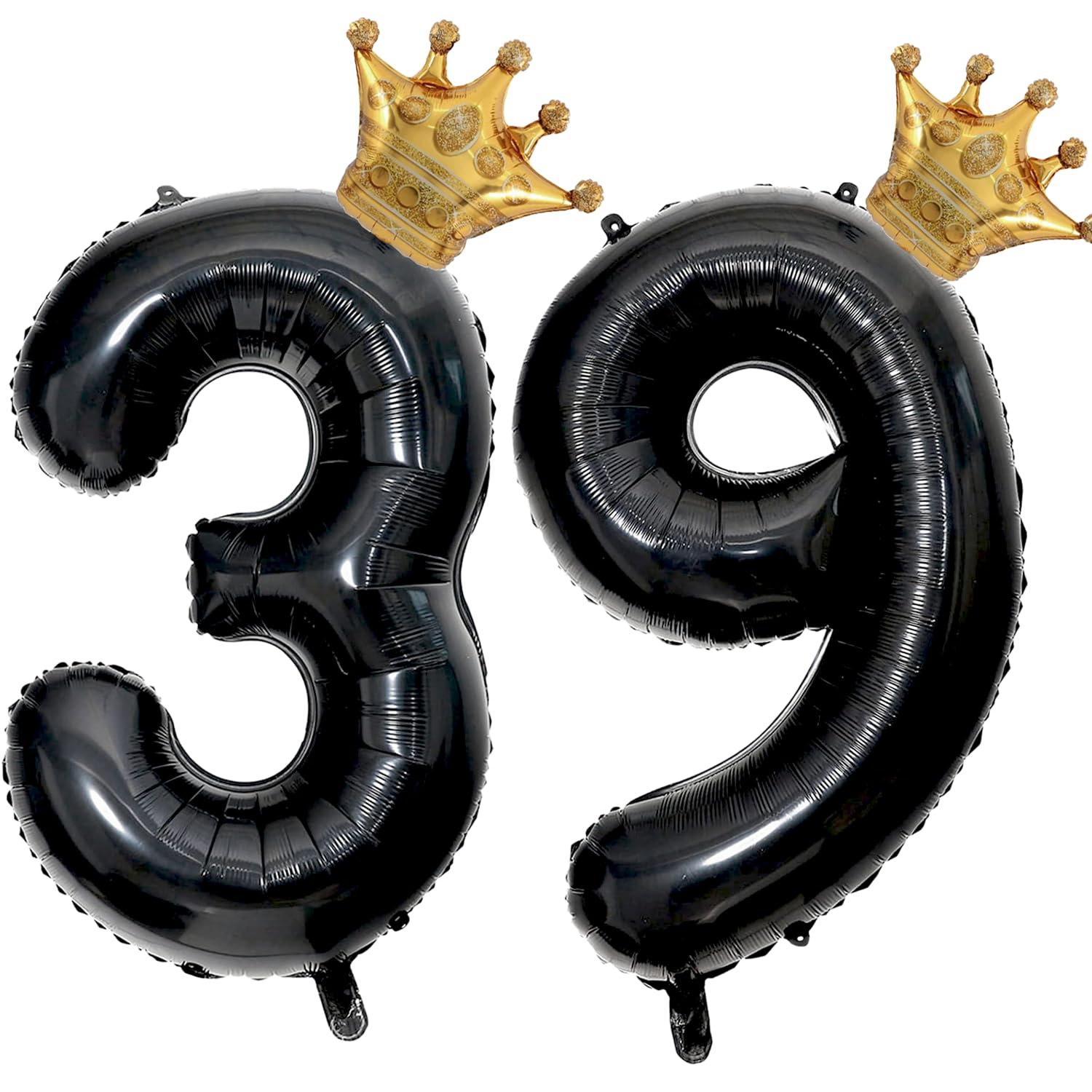 40 inch Large Black 39 Balloon Number with Gold Crown Balloons 39th Birthday Big Foil Mylar Helium Balloon for Boys Girls 39th Birthday Anniversary Decorations Supplies Favors(Number 39 Balloons）