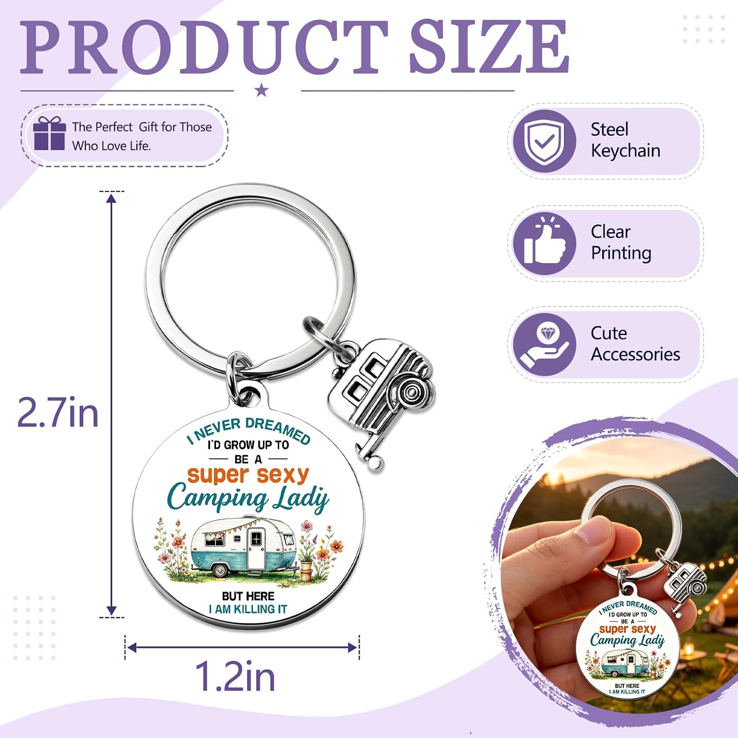 Camping Gifts For Women Rv Gifts For Women Camping Accessories Keychain image 3