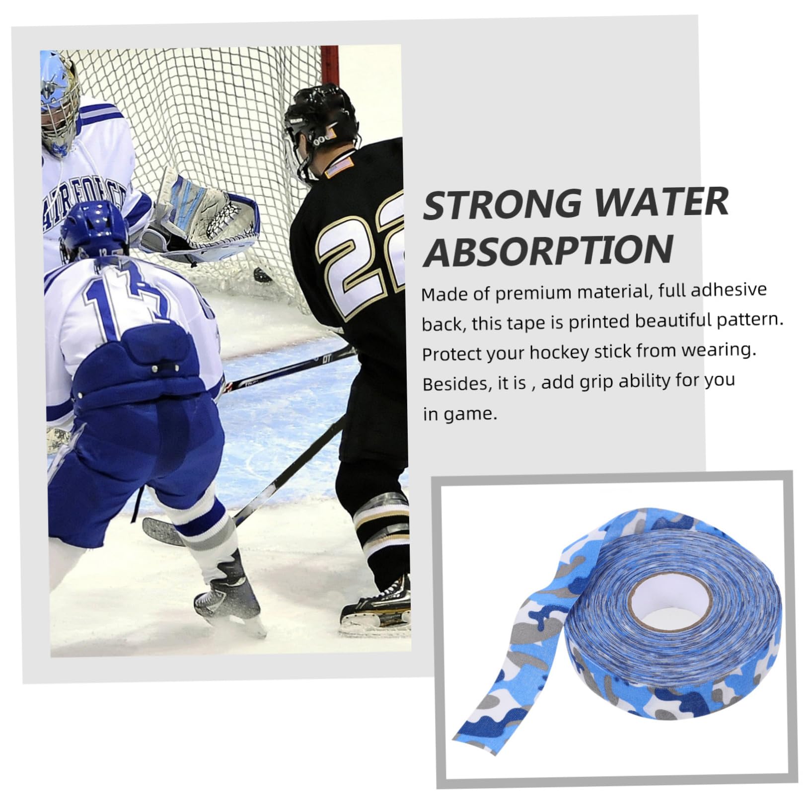 KOMBIUDA Cotton Hockey Stick Tape 2.5cmx25m Printed Sticky Tape Camouflage Design Waterproof Wear-Resistant Easy to Apply