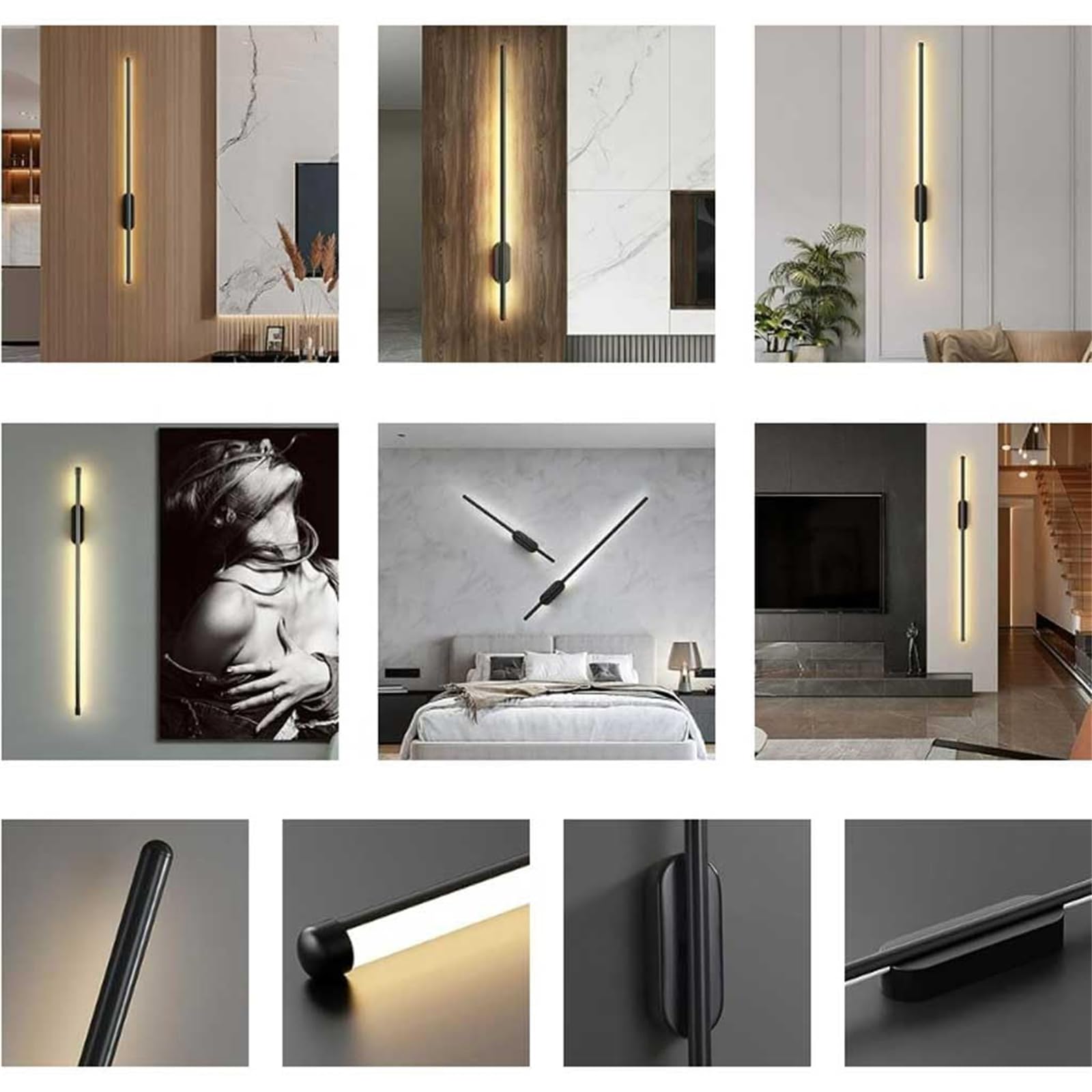 Lampada da Parete a LED per Interni con Telecomando, luci dimmerabili 2700K-6500K 10%-100%, Applique Wireless Ricaricabili Tramite USB, a Batteria, Illuminazione Moderna in Metallo