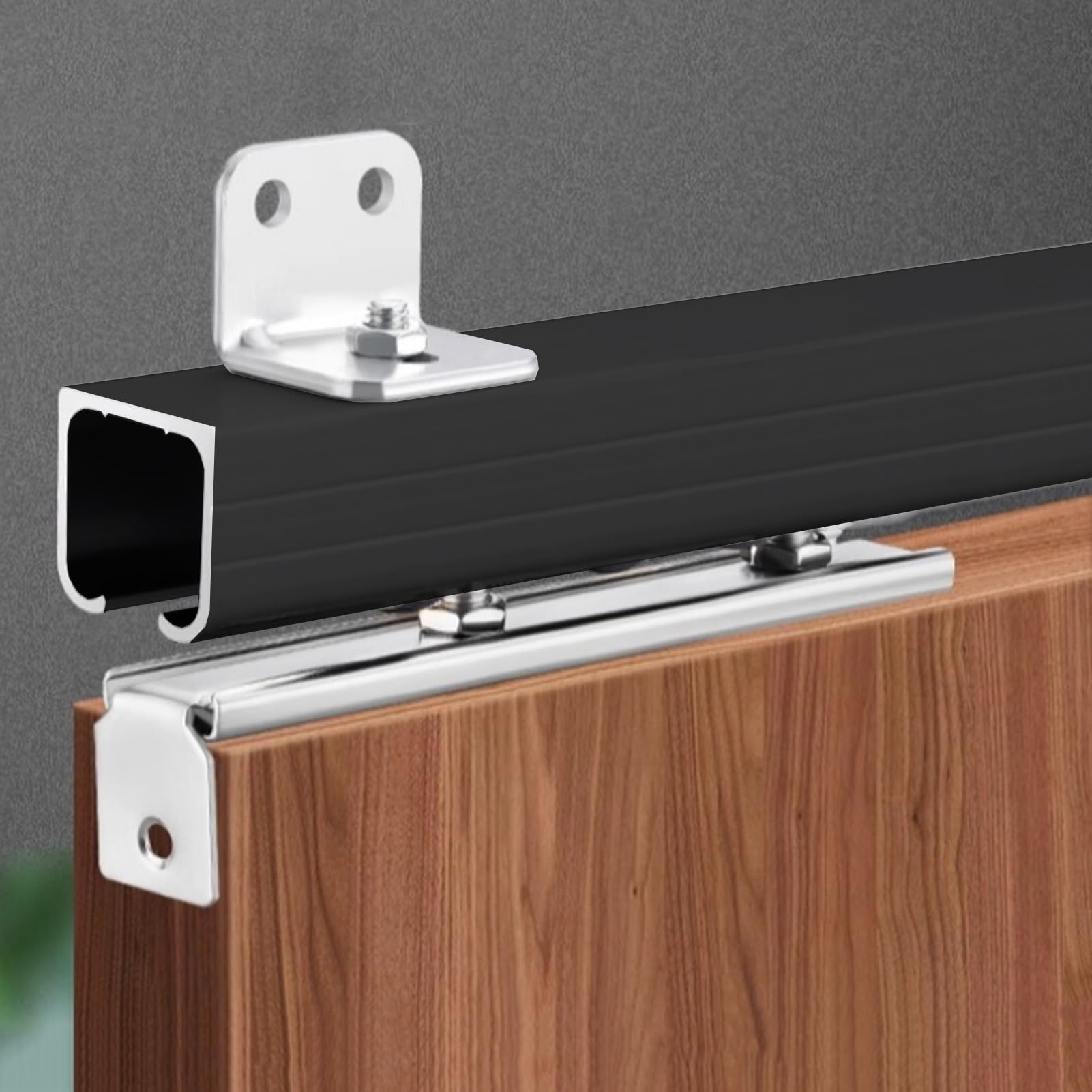 Kit de rail de porte coulissante de grange rail alu noir placard 3,7 m