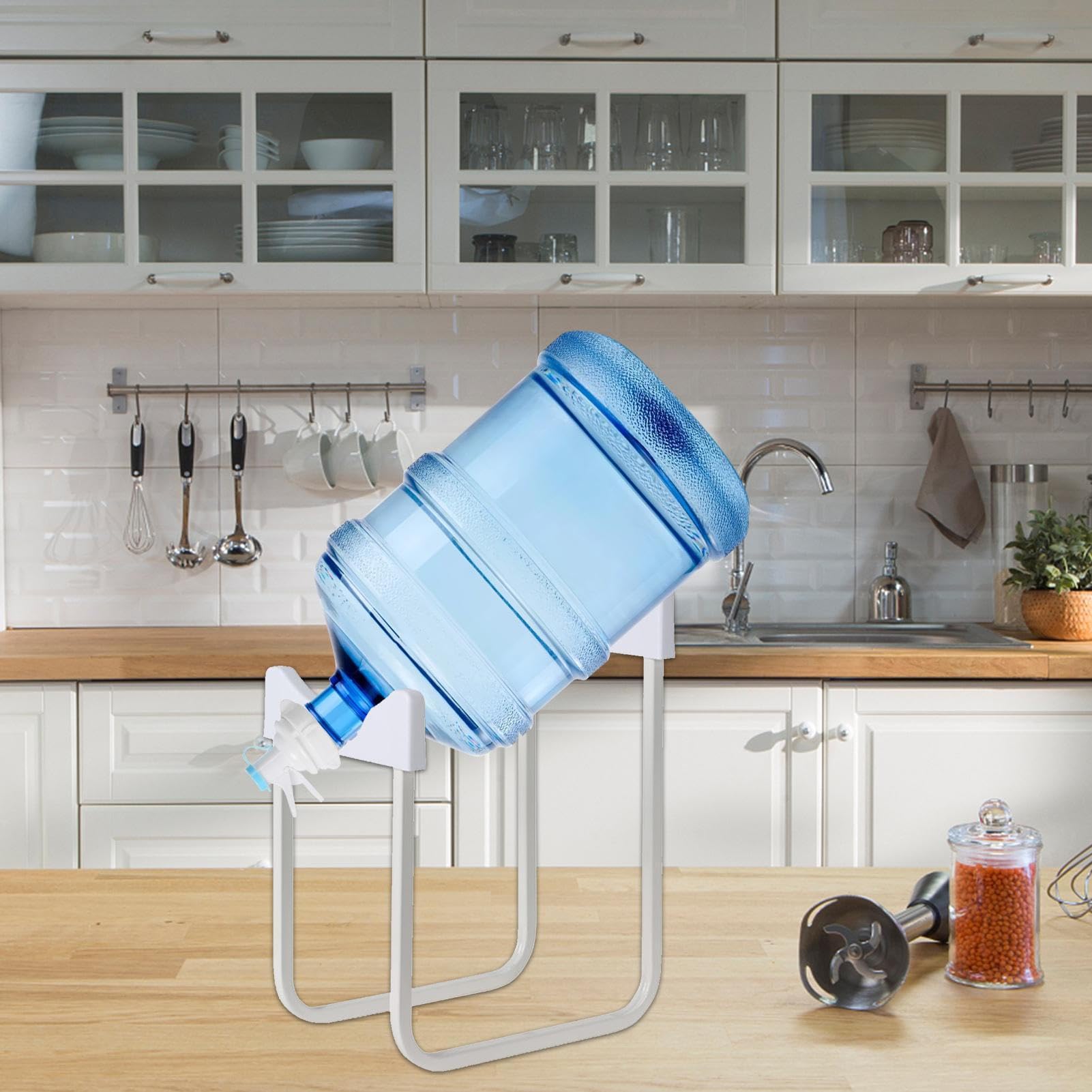 Support de distributeur d'eau pour bouteille de 3 à 5 gallons – Suppoort en fer robuste pour bouteilles non filetées de 55 mm, support d'eau de comptoir résistant à la rouille pour le camping