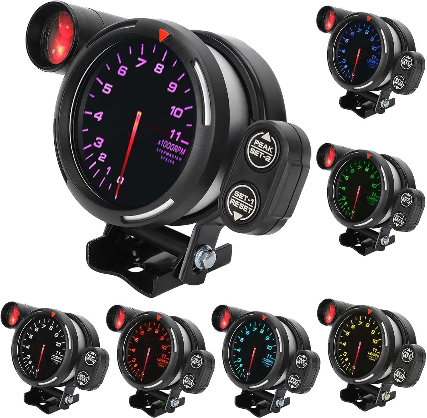 RPM Tacho Gauge,3.15in 80mm Car Tachometer RPM Gauge Meter 7 Color Highly Sensitive Automobile Instrument