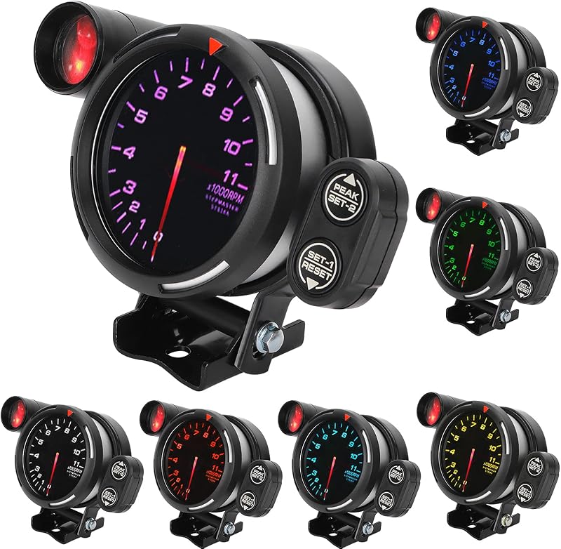 Conta-giros automotivo Tbest 80 mm 12 V com display de 7 cores – 1 unidade