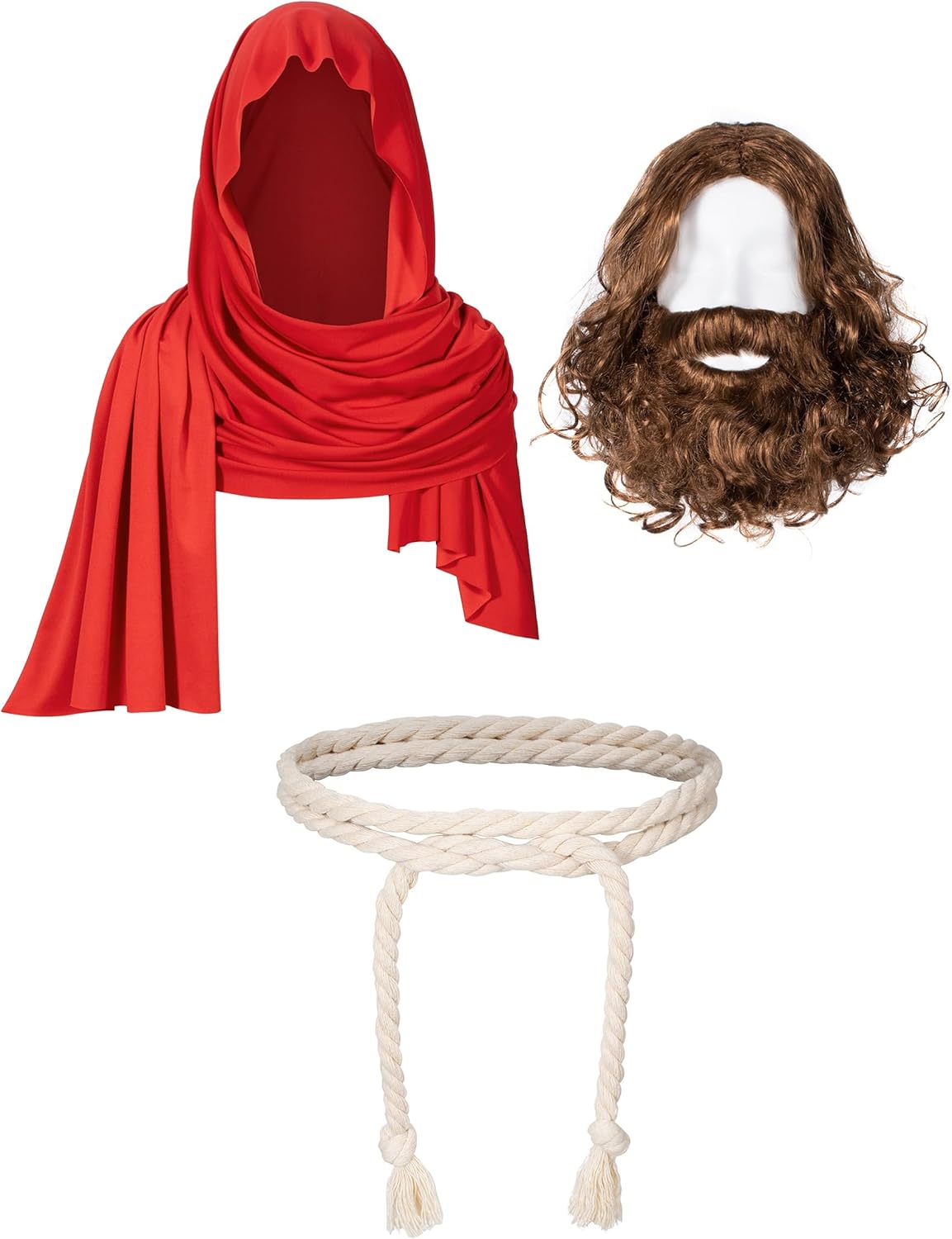 TOKYO REVENGERS Kids Biblical Jesus Robe Halloween Outfit Cosplay Christ Costume Shawl Waist Rope Wig And Beard Set - Image 7