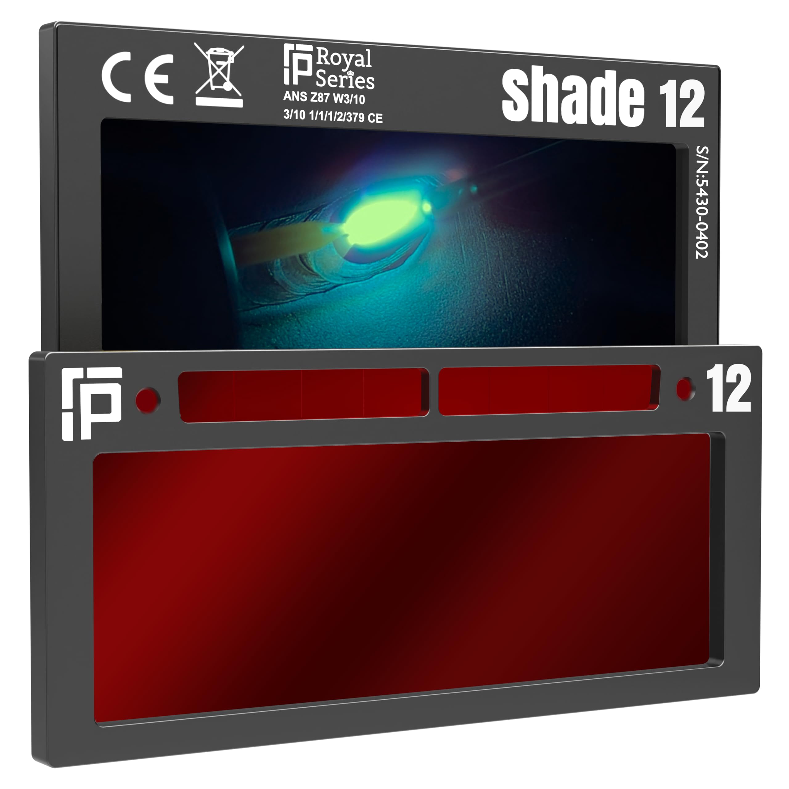 Photo 1 of The Duke Single 2.0 | Shade 12 Red Auto Darkening Welding Lens | 20A TIG Rating - No Flashing | 2" X 4.25" X 0.2" | Red Welding Lens - Blue/Green Puddle | Ridge Products Royal Series 2.0