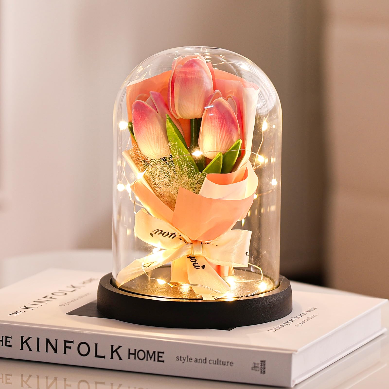 Fiore Artificiale Regalo di San Valentino per Donne, Idee Tulipani Regalo Donna, Romantico Kit di Tulipani Regalo Mamma Nonna, Regalo per Lei, Fiore Regalo Anniversario per Lei Idee Regalo Nascita