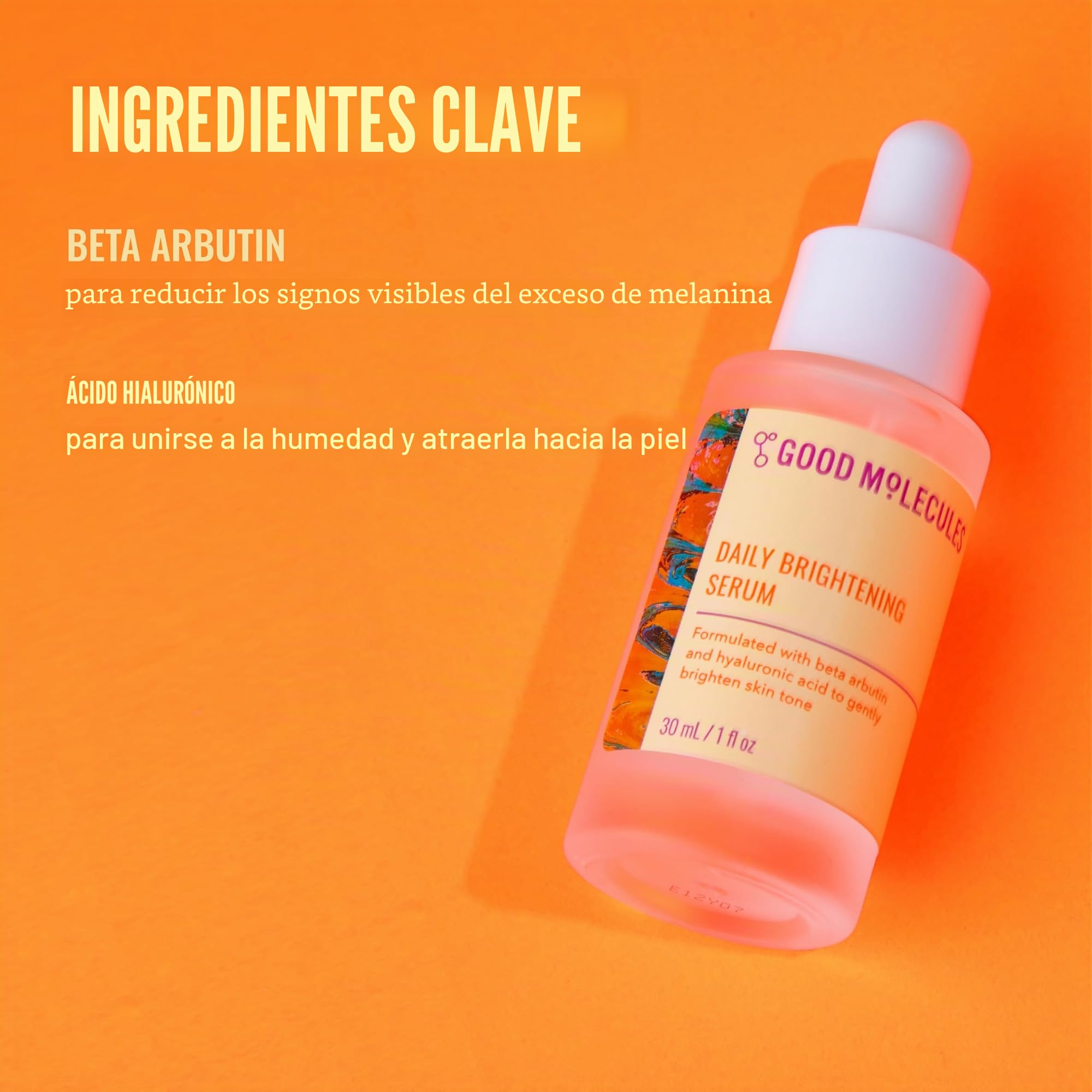 Good Molecules Daily Brightening Serum 30ml/1oz - Sérum facial hidratante con beta arbutina y ácido hialurónico para hacer brillar y equilibrar el tono y la textura, cuidado de la piel para la cara