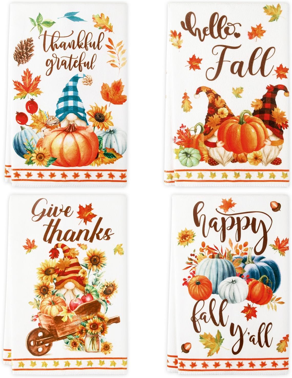 AnyDesign Fall Kitchen Towel Rustic Pumpkin Truck Dish Towel Autumn Farmhouse Hand