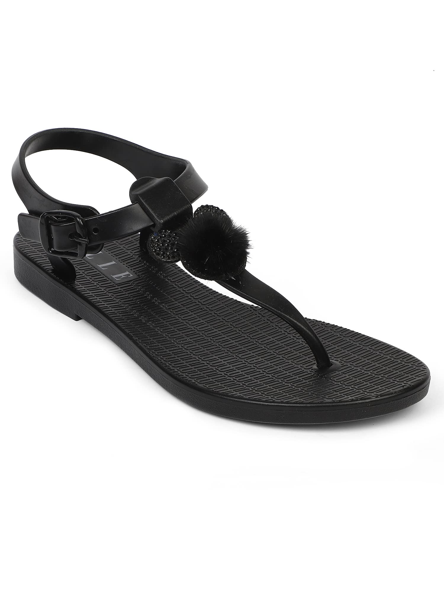 Elle womens Elle Black Slipper Flat Sandal