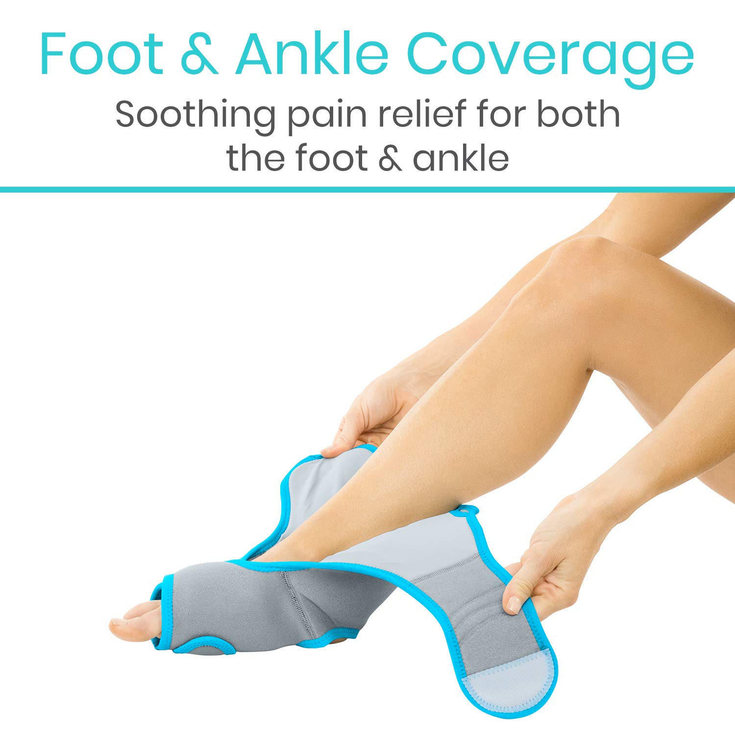 Vive Ankle Ice Pack Wrap - Foot Cold / Hot Compression Brace - Adjustable Freeze Support For Cooling / Heating Achilles Injuries, Tendonitis, Plantar Fasciitis, Sore Feet, Inflammation, Muscle Sprain