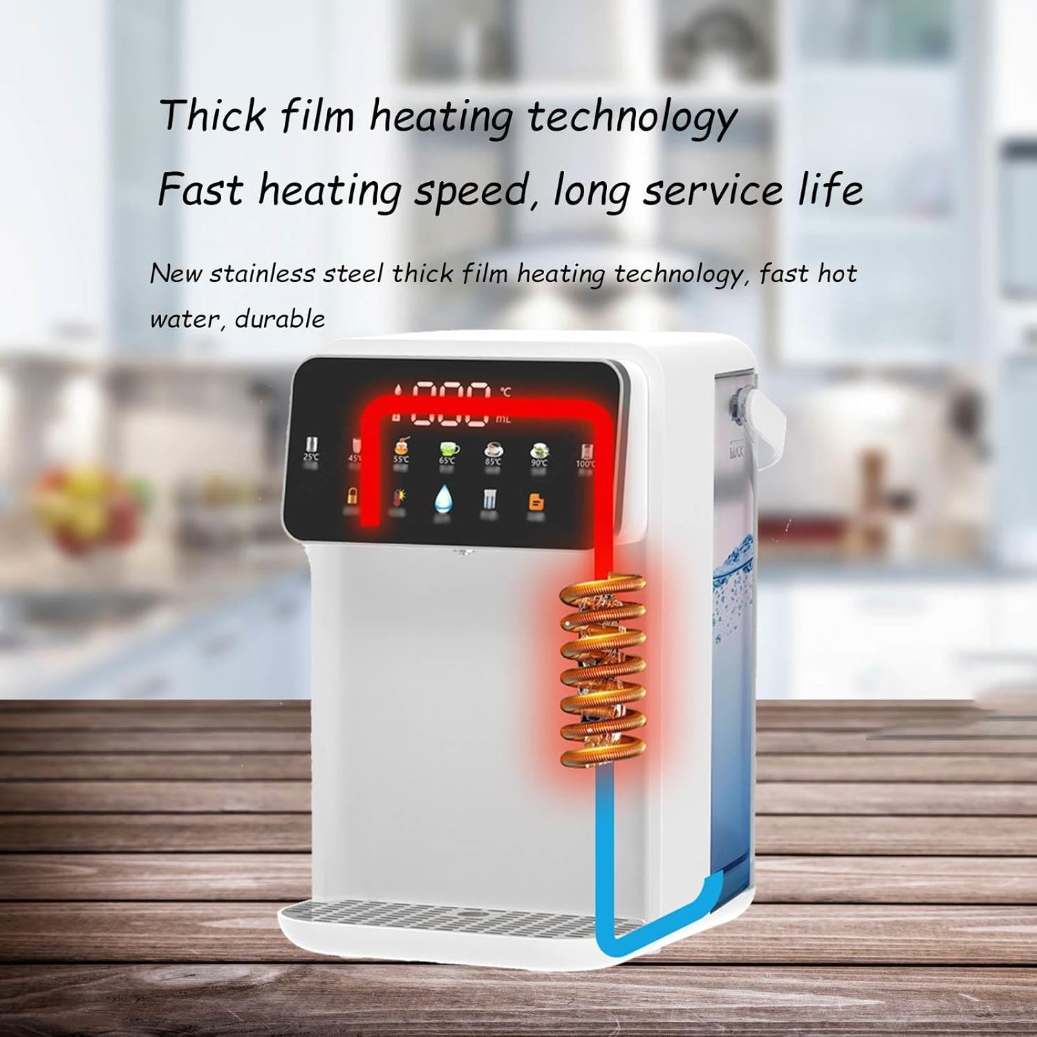 2000W 浄水型ウォーターサーバー 水道水, 3秒瞬間熱湯 ウォーターサーバー 卓上, 取り外し可能 3.5L 大容量 水タンク