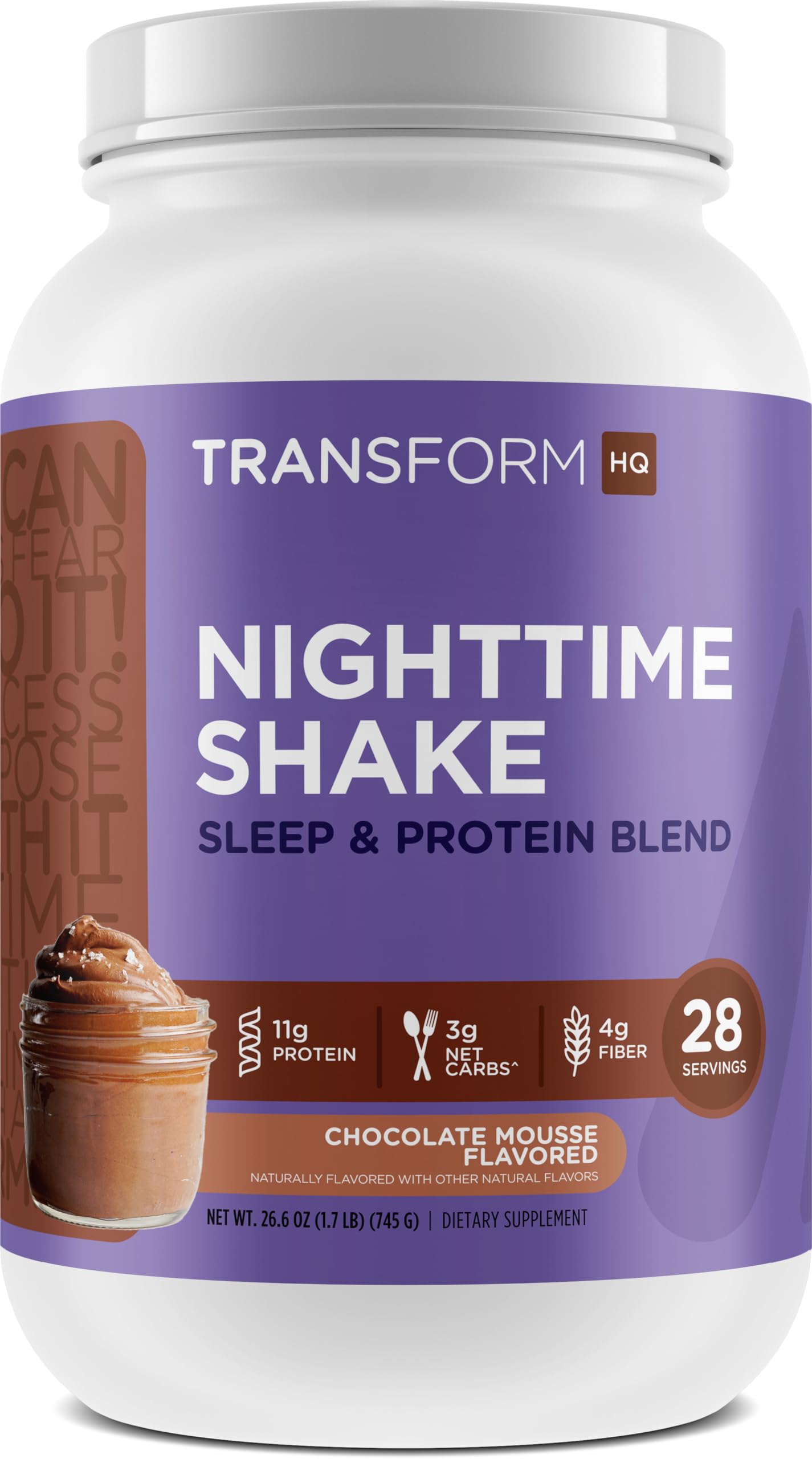 TransformHQ Nighttime Shake, Sleep + Protein Blend, 28 Servings, Chocolate Mousse Flavor