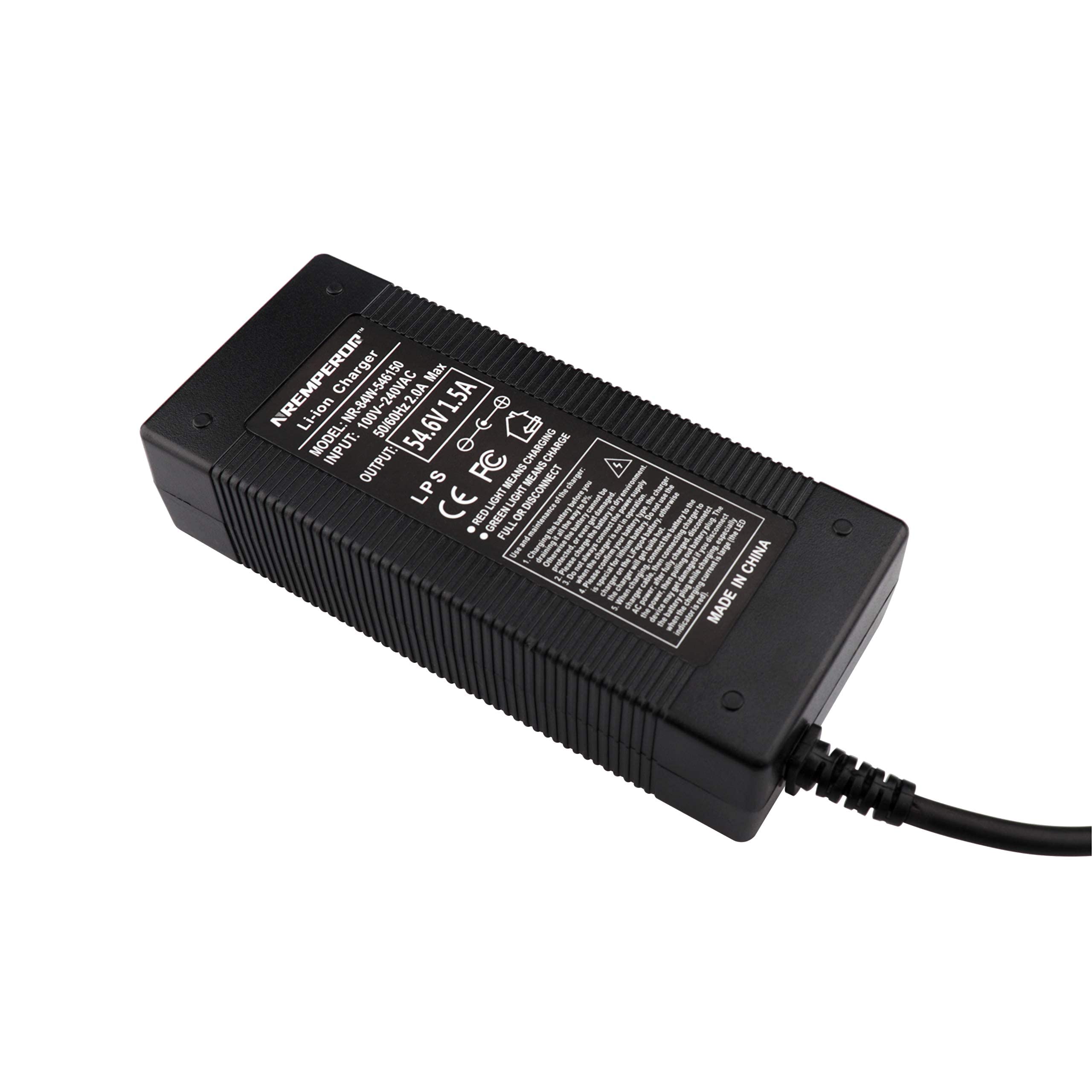 54,6V Chargeur 48V Batterie Charger Trottinette pour vélo Fahrrad Chargeurs Piles électrique Sortie 1,5A de VCA Li-ION Lithium