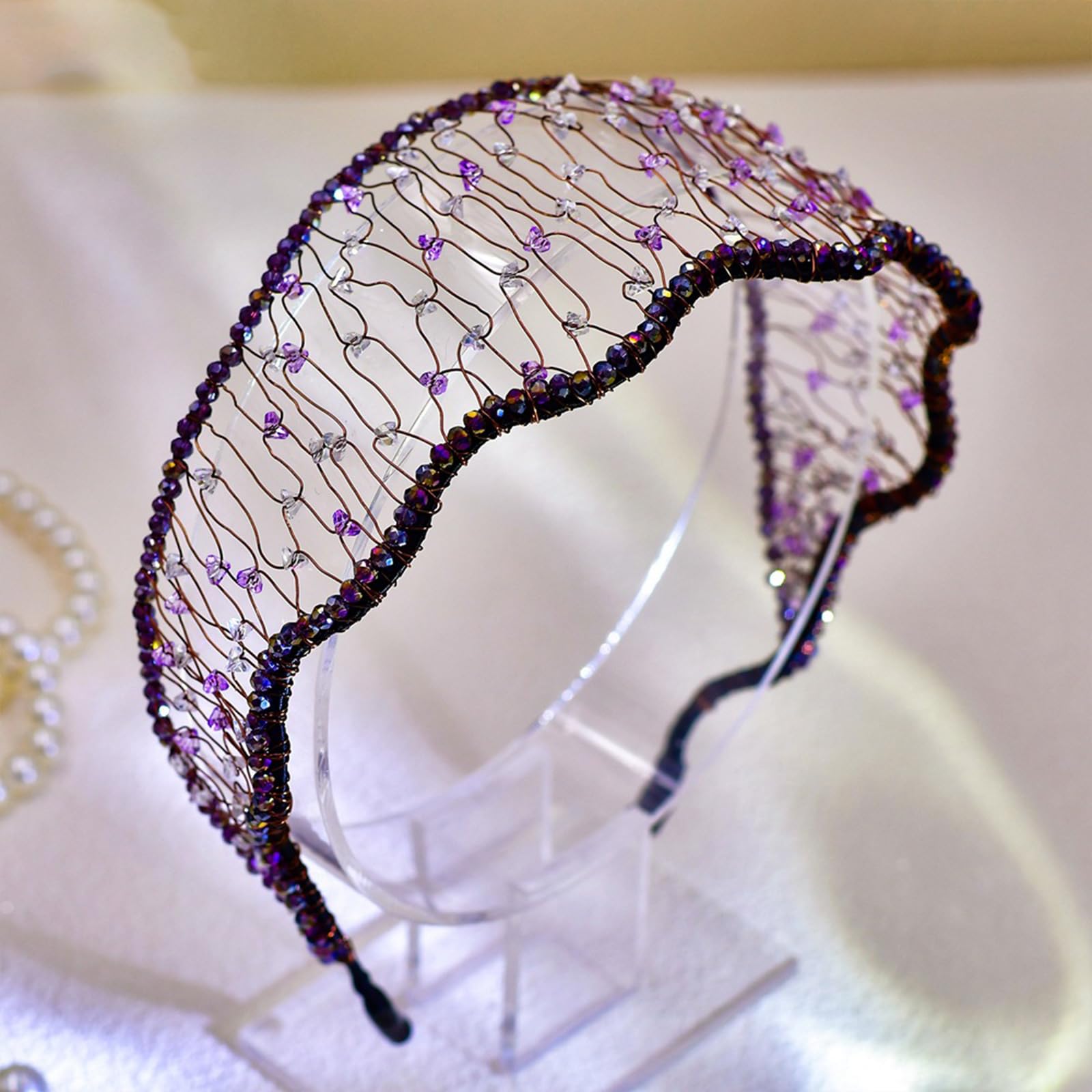 Diadema de cristal tejida de lujo para mujer, diadema estética para bodas, eventos formales, accesorios para el cabello, accesorios para el cabello para mujeres
