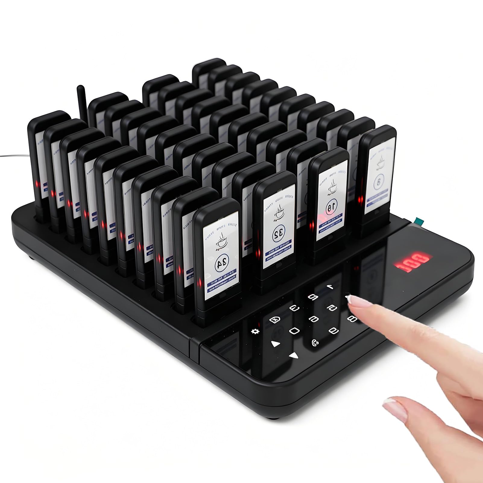 Bipeurs pour Restaurant, 40 Pagers sans Fil, Extérieur 800M, Système D'appel Favorisant la Distanciation Sociale pour Food Trucks, Cafés, Hôtels, Alertes par Vibration, Bip et Flash