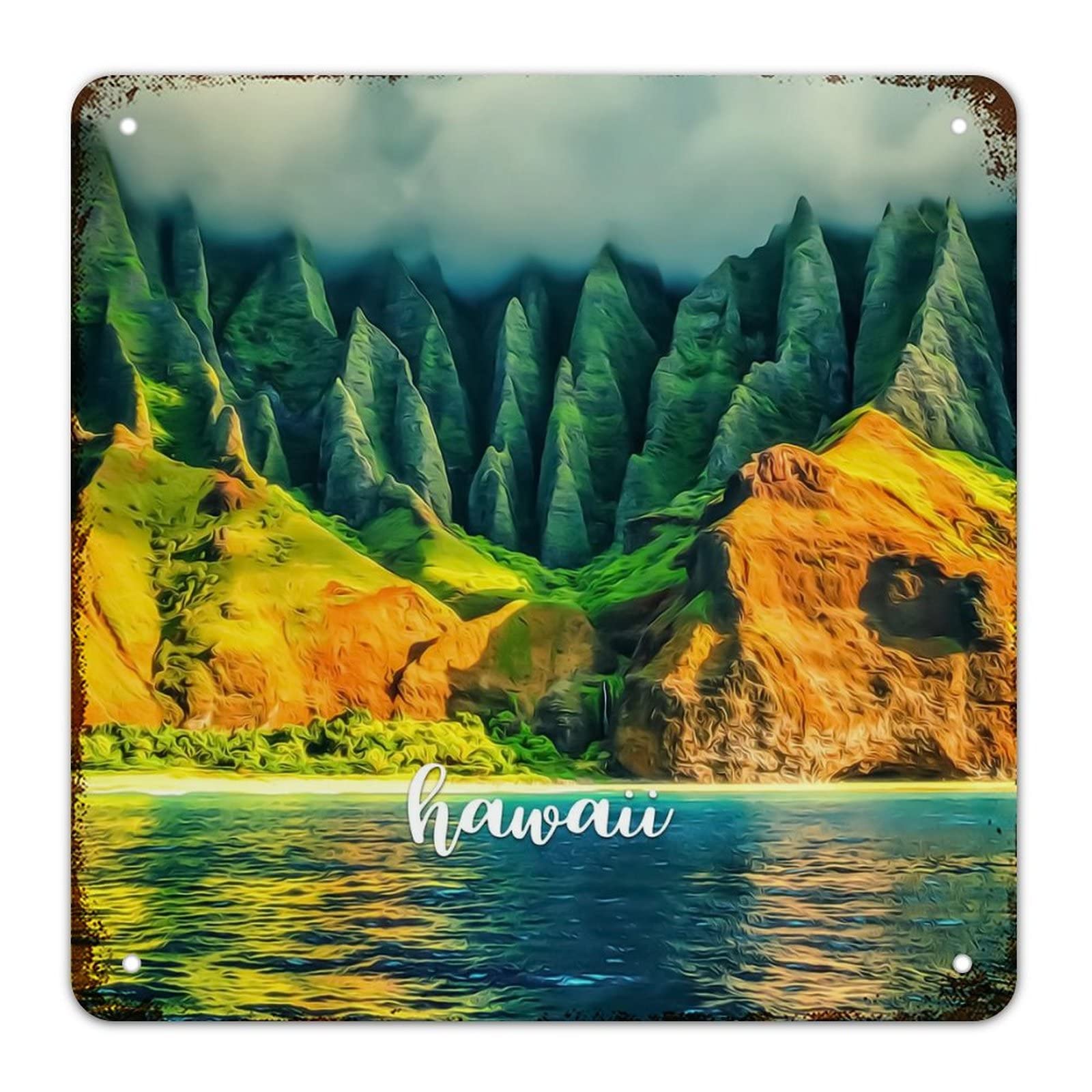 Décoration murale rustique Hawaï en aluminium durable 38 cm