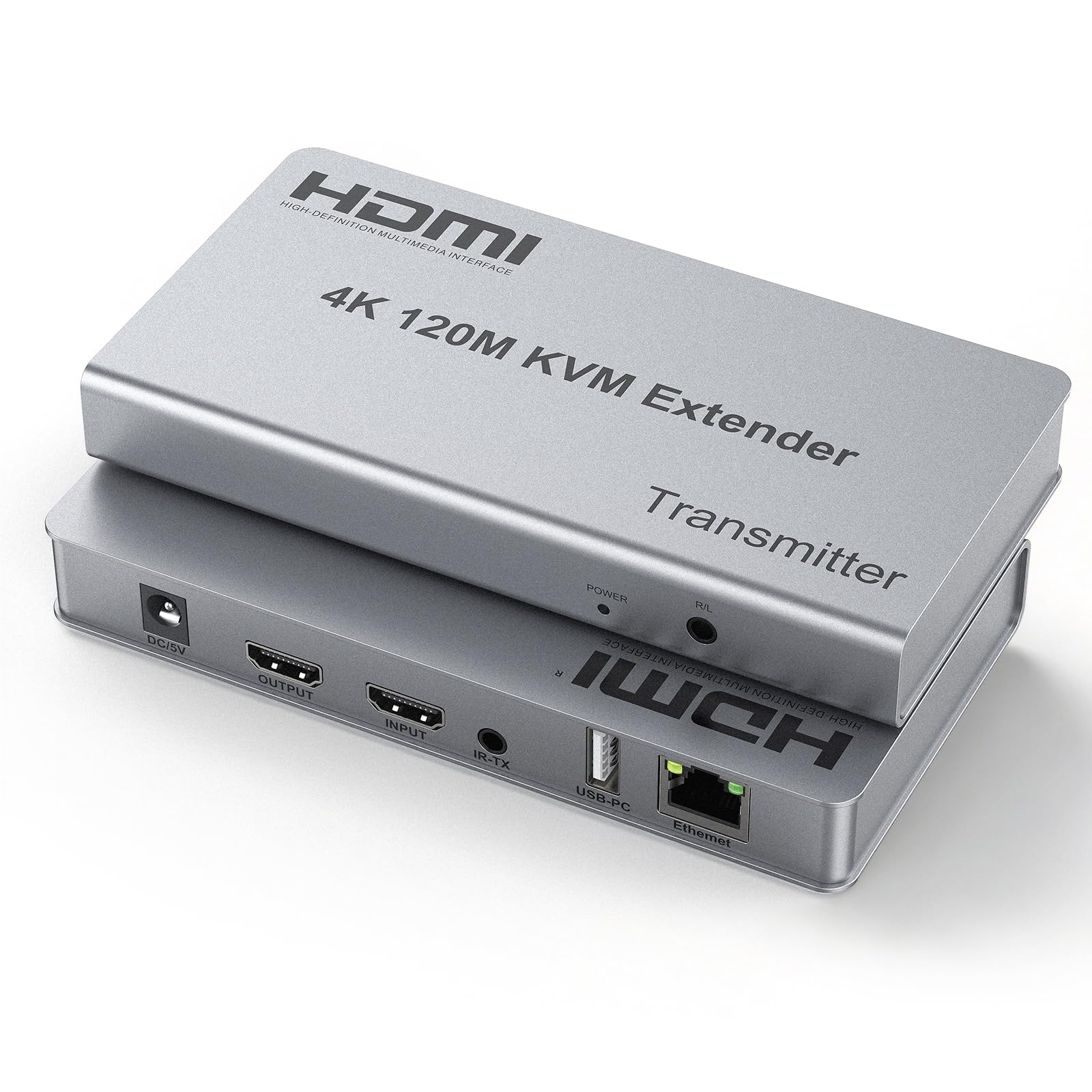 4K Extendeur KVM USB HDMI sur Cat5/6/7 120M,Loop Out, Double Audio, IR