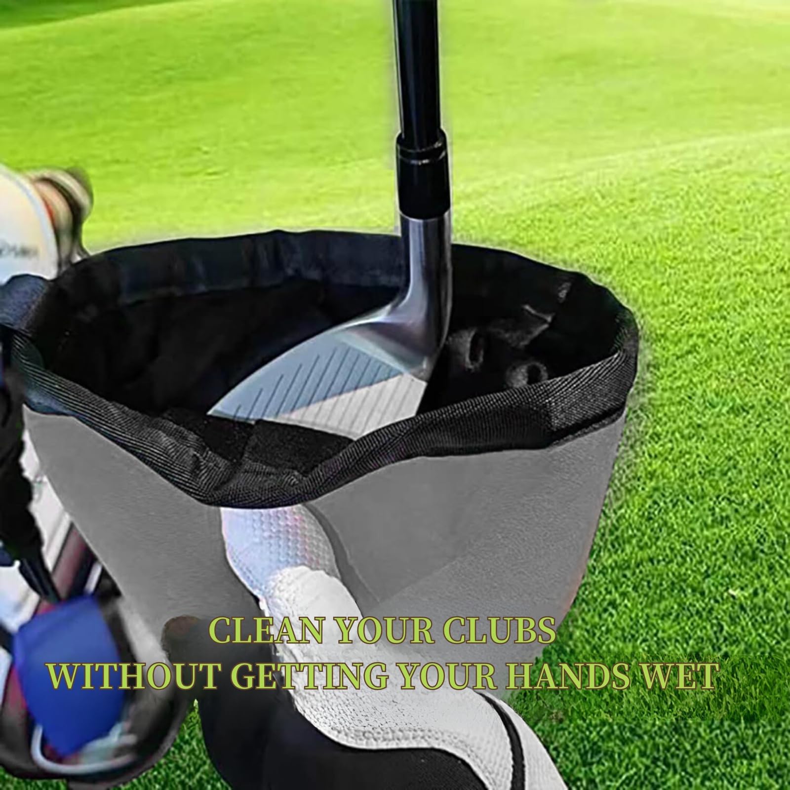 SUBORAWOS Golf Club and Golf Ball Cleaning Bag, Waterproof Liner Detachable Clip, Machine Washable, Golf Accessory Cleaning Bag (Grey) - Image 2