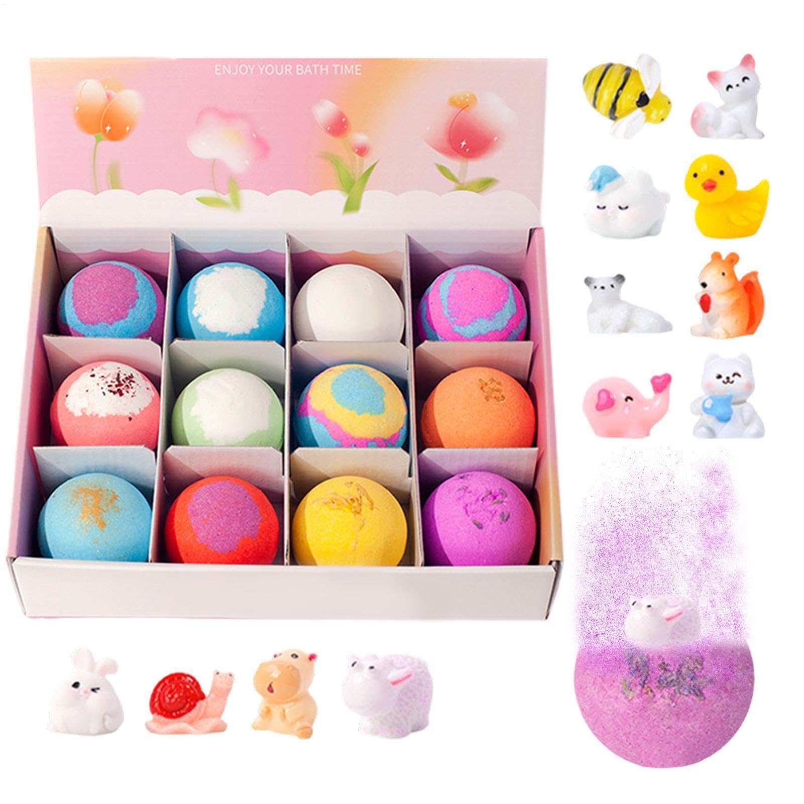 Badebomben – 12-teiliges Badekugel-Set für den Körper, buntes Tauchset, lustige Badekollektion für Kinder | Spa Home Viag