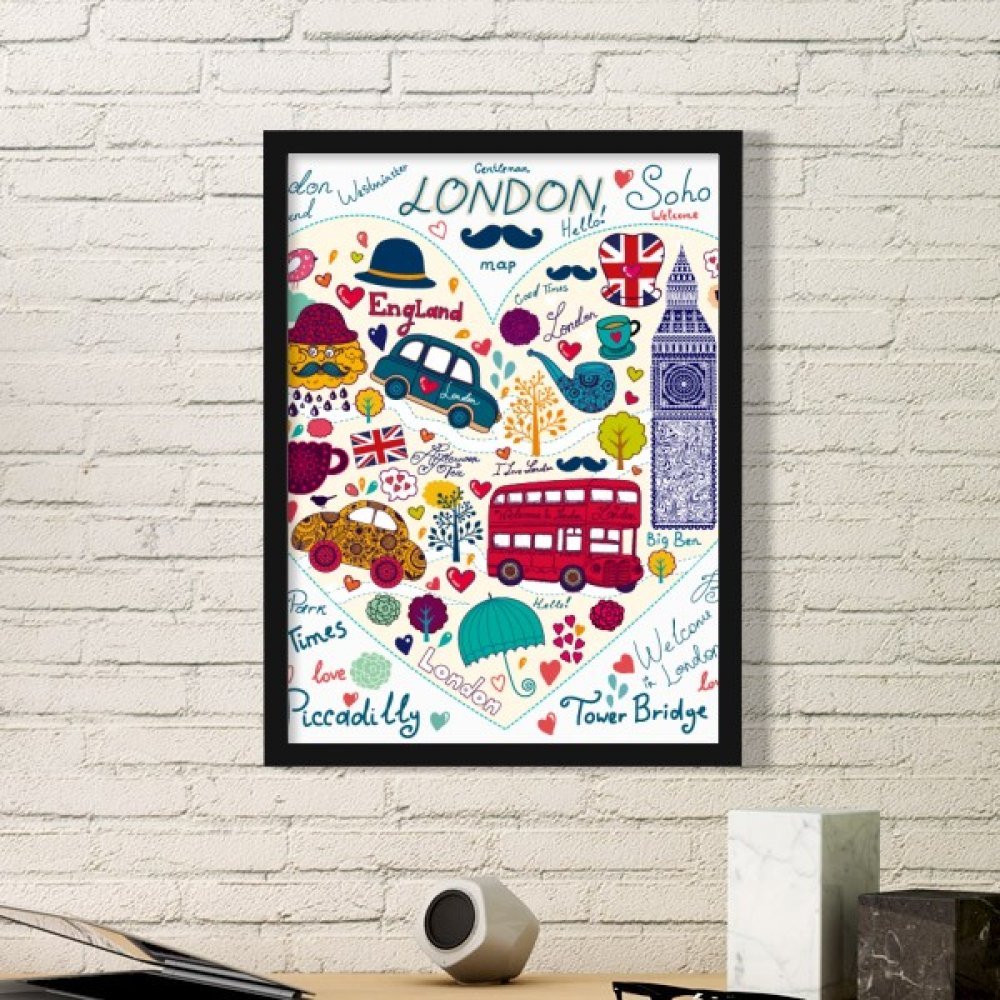 Illustration Royaume-Uni sous cadre pour habiller un mur blanc vide