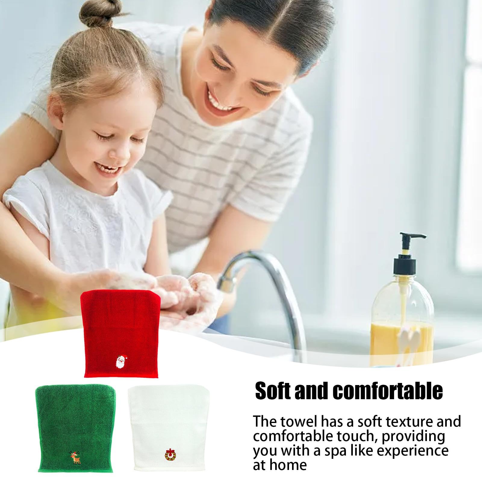 3 piezas toallas de mano de Navidad para baño toalla de baño absorbente linda de vacaciones toalla de mano de Navidad de algodón paños de cocina de Navidad paños de cocina toallas de lavabo 32x45 Cm