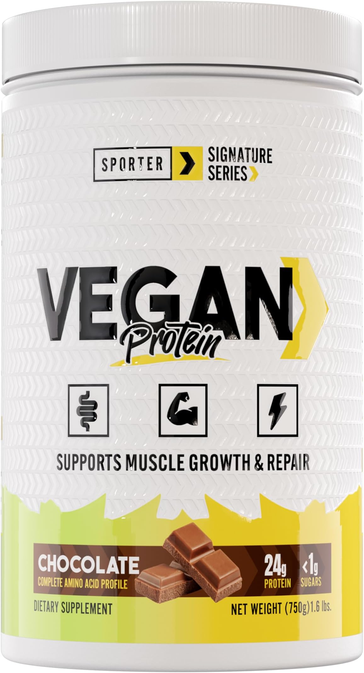 – Sporter Vegan Protein, Soy and Pea Protein Isolate, Plant-Based, 25g Protein, 25 Servings, 750g, Muscle Recovery (750 Grams, Chocolate)