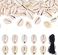 Vista 29 de Cheriswelry 50 cuentas de concha en espiral natural blanca, conchas marinas, cuentas espaciadoras de playa, dijes de conchas de cauri, cuentas