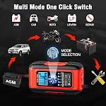 12 V/24 V 10 Un chargeur de batterie de voiture, 10 Chargeur de batterie moto multi-protections, intelligent LCD Chargeur de batterie entièrement automatique pour motos, bateaux, voitures, batterie AGM/lithium