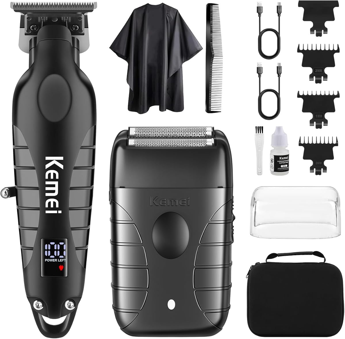 KEMEI Professional Electric Foil Shaver for Men, Beard Trimmer & Men's Grooming Set, Foil Shaving Kit and Bald Head Precision Trimmer, Cordless and Rechargeable with USB, Gifts for Men