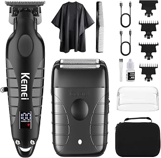 KEMEI Professional Electric Foil Shaver for Men, Beard Trimmer & Men's Grooming Set, Foil Shaving Kit and Bald Head Precision Trimmer, Cordless and Rechargeable with USB, Gifts for Men