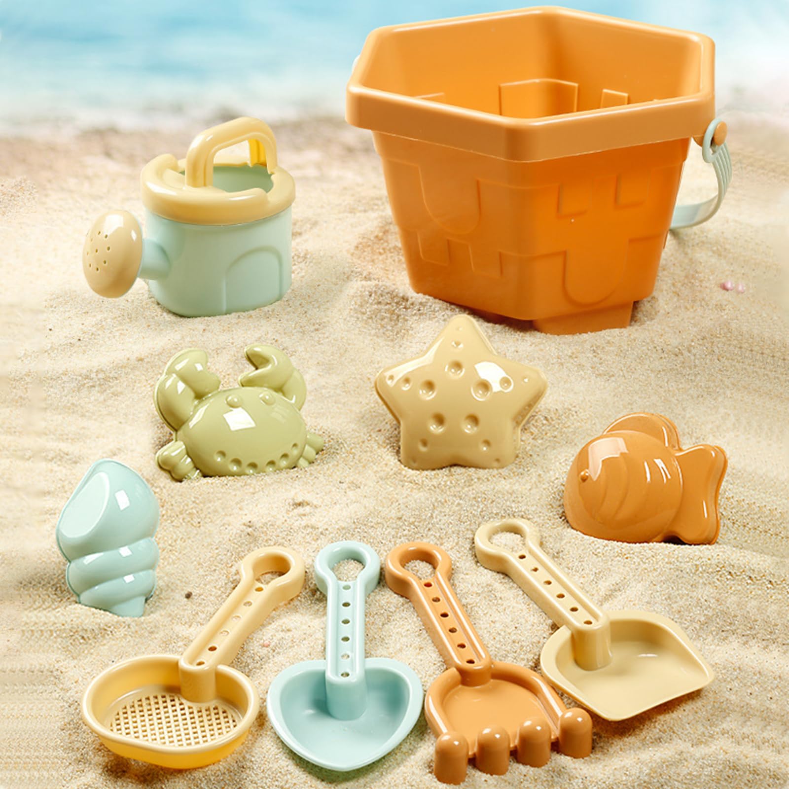 TOYBY Beach Sand Toys for Kids, Sand Toys with Bucket, Watering Can, Shovel Tool Kit, animal Sand Molds Outdoor Beach Toys for Toddlers Toys, Suitable for Seaside Holiday, Beach Camping